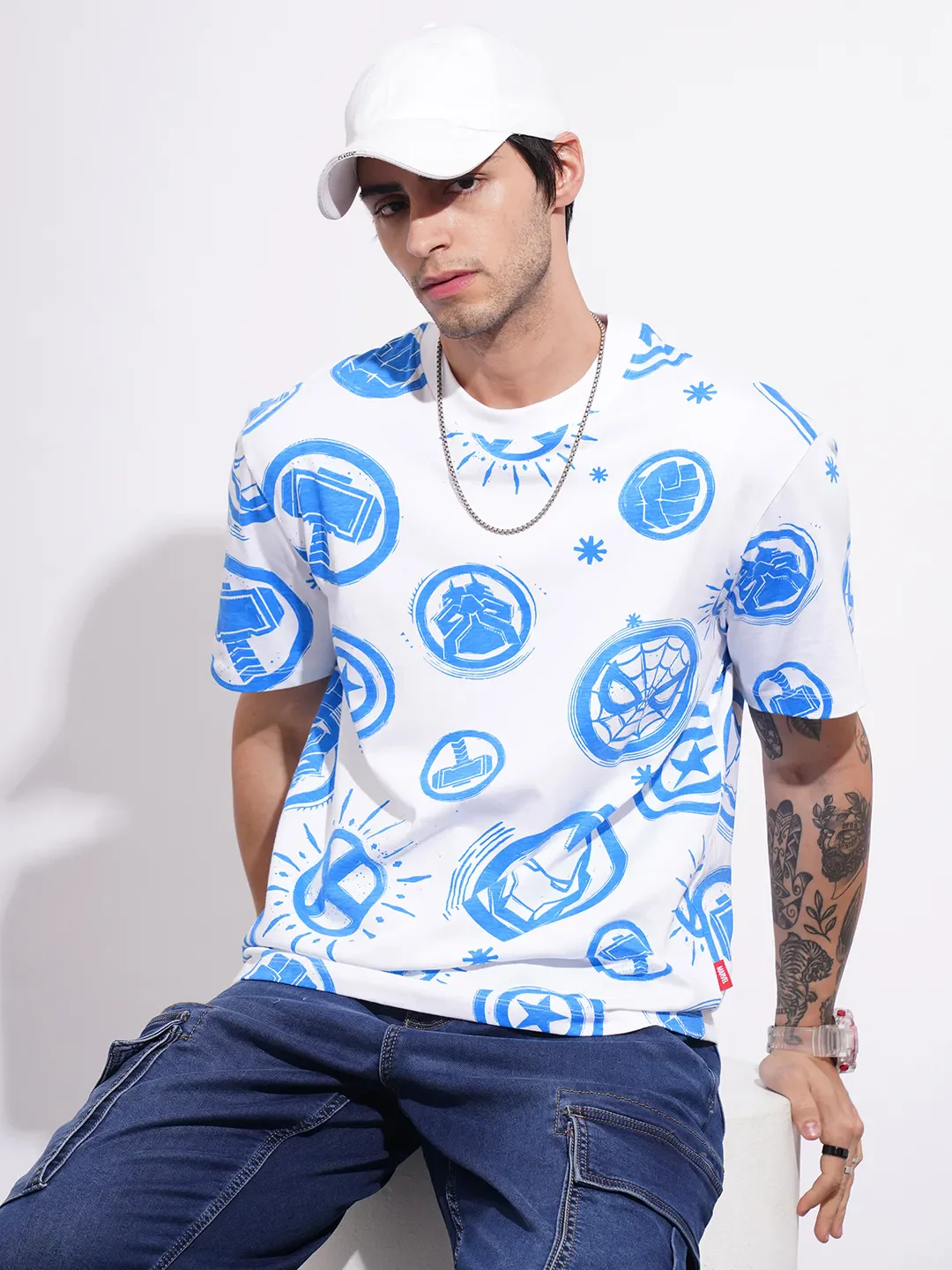 Avengers White Easy Fit Round Neck Men's T-Shirt by Being Human Clothing - Image 6