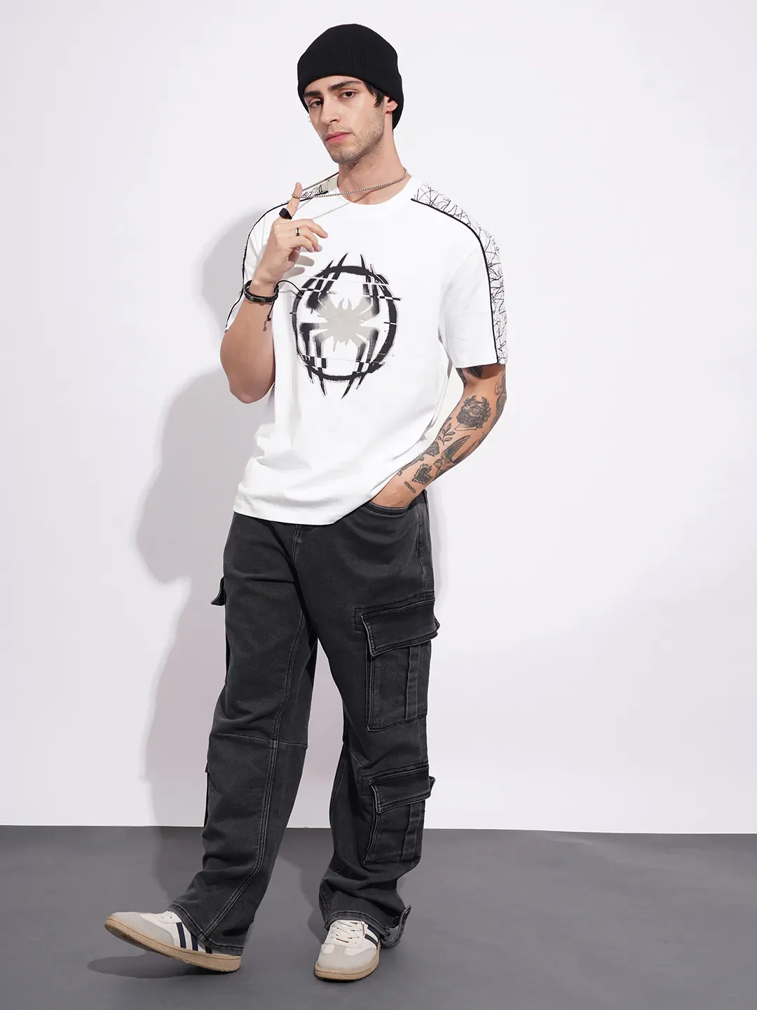 Spiderman White Easy Fit Round Neck Men's T-Shirt by Being Human Clothing - Image 4