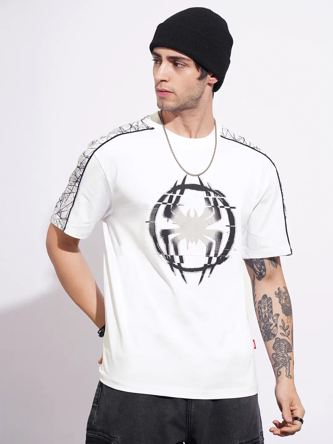Spiderman White Easy Fit Round Neck Men's T-Shirt by Being Human Clothing - Image 6