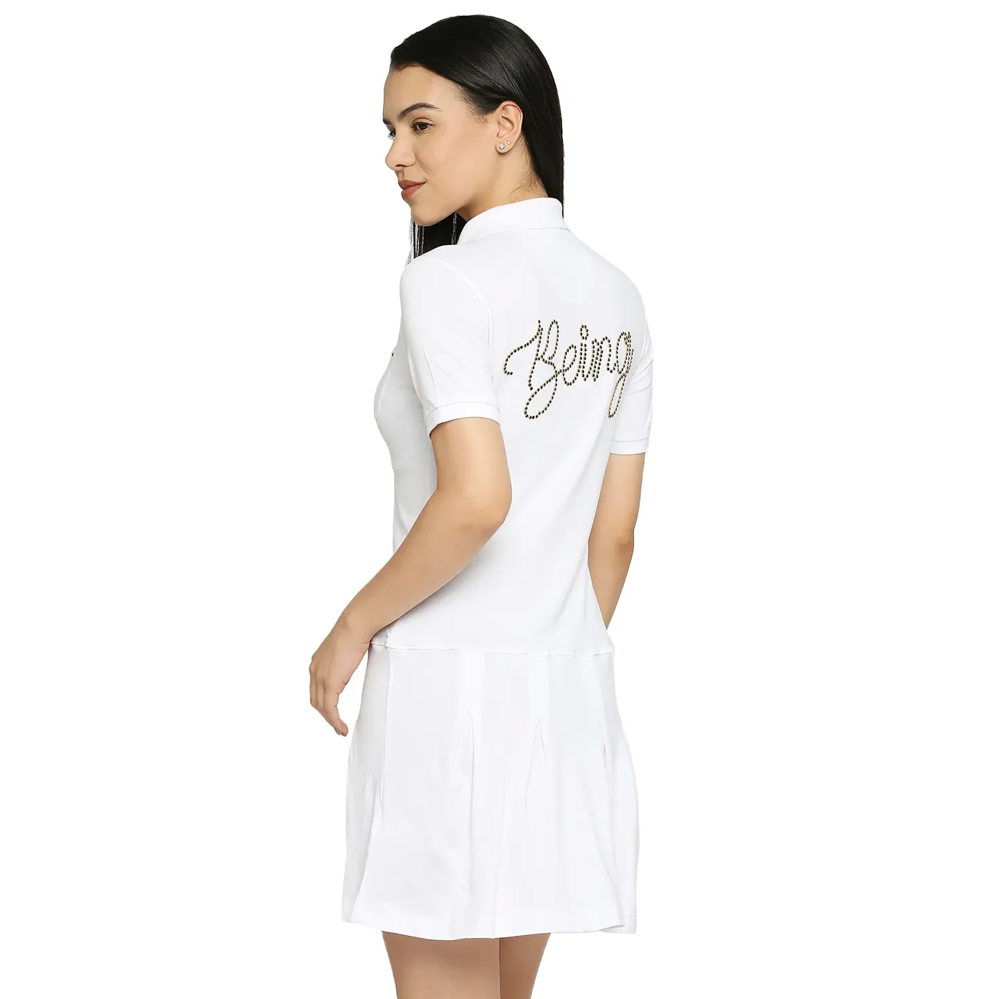 White Women's Cotton Dress By Being Human Clothing - Image 4