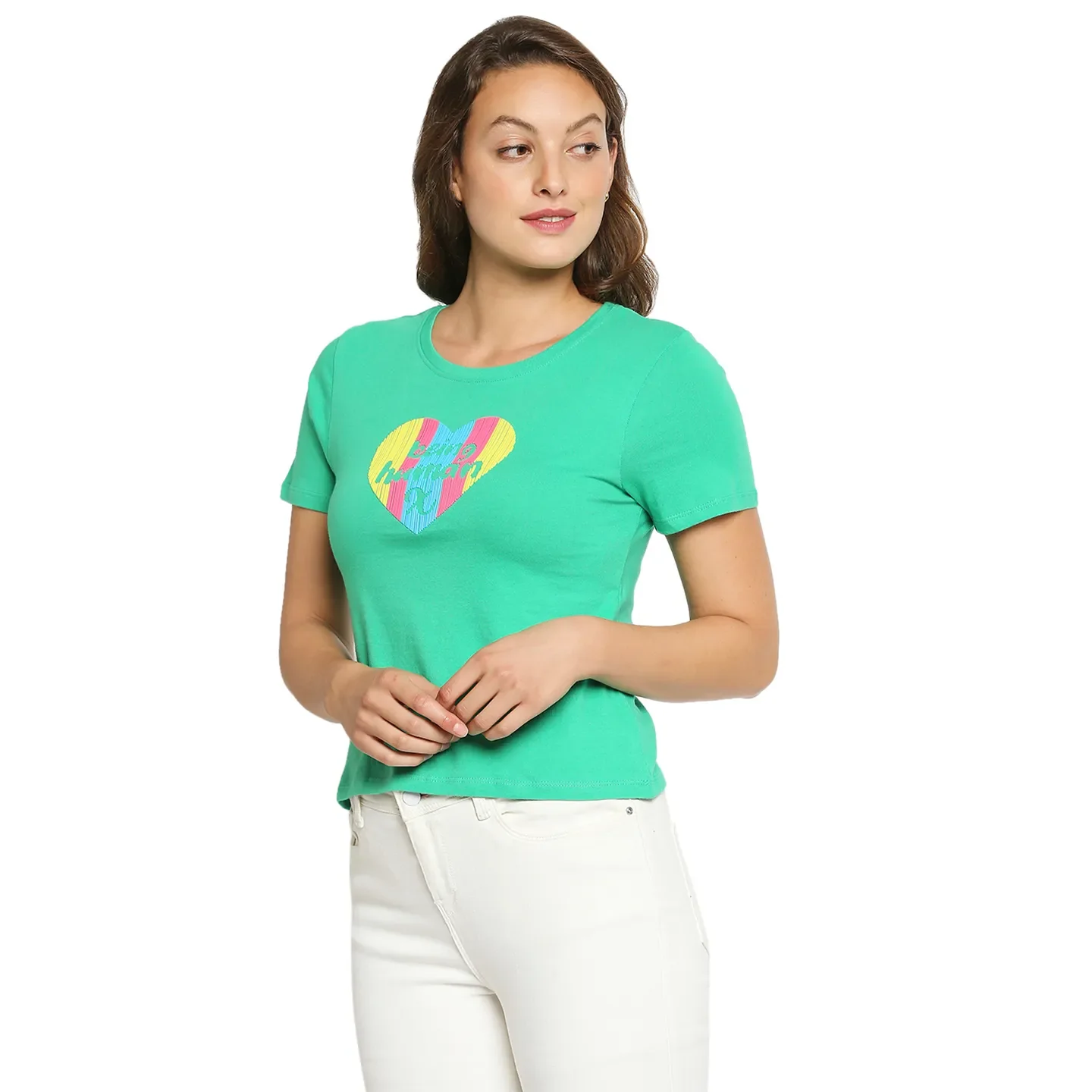Grass Green Semi Fit Women's Cotton T-Shirt By Being Human Clothing - Image 3