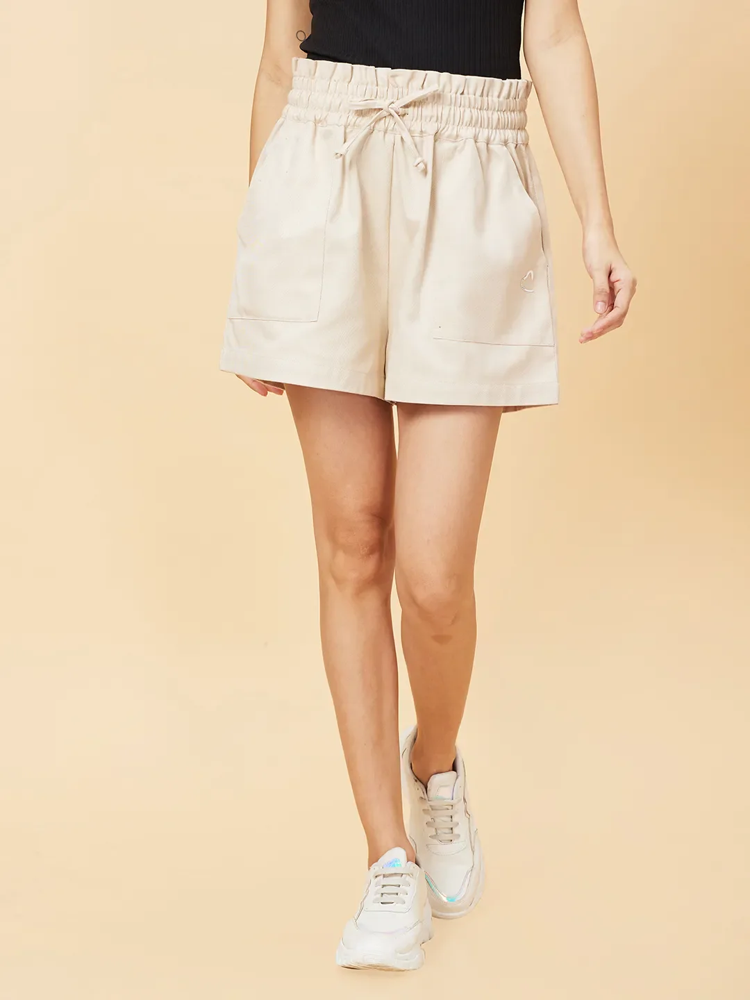 Off White High Rise Womans' Cotton Blend Shorts By Being Human Clothing