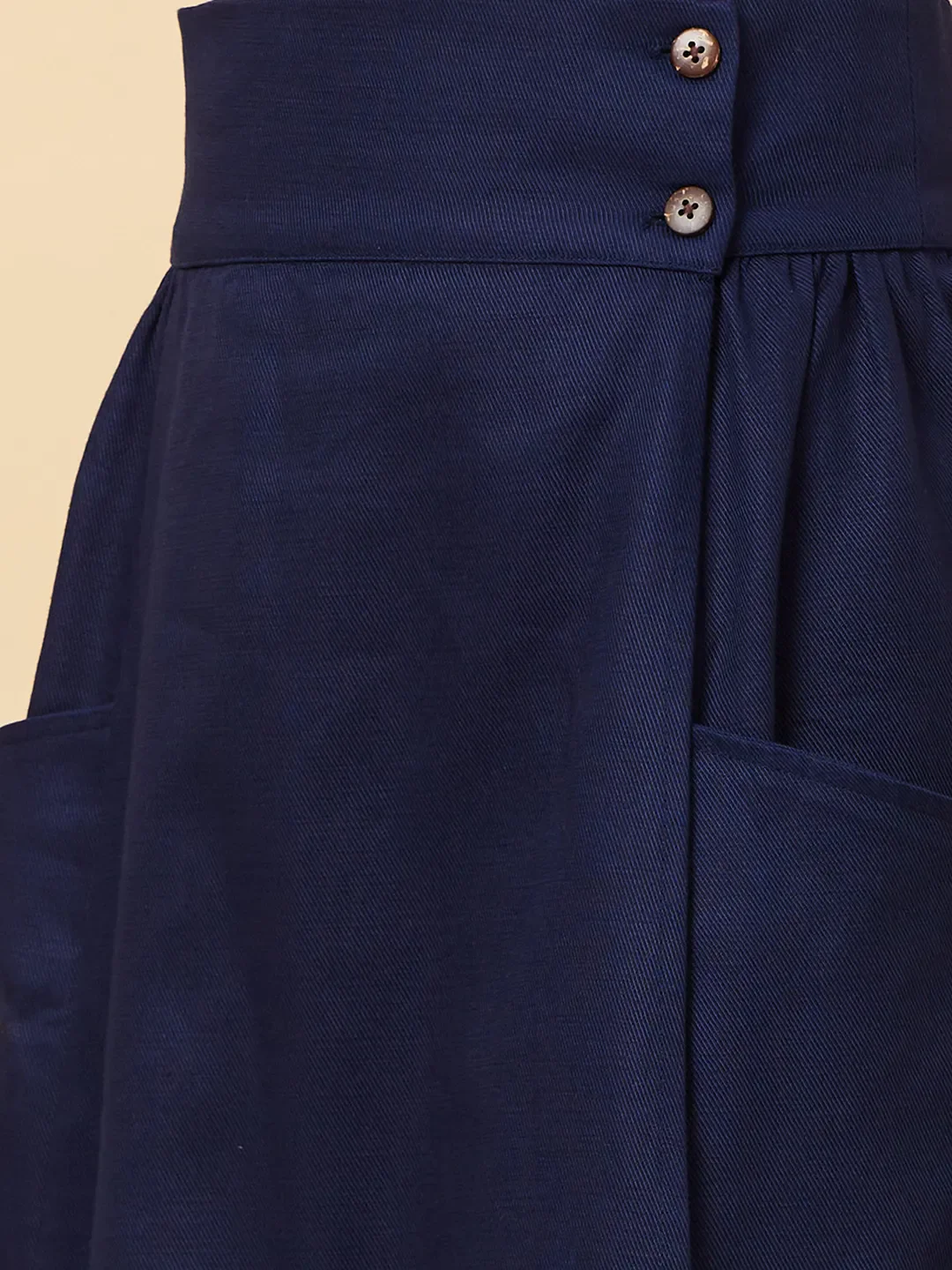 Blue Flared Regular Fit Women's Cotton Blend Skirt By Being Human Clothing - Image 5