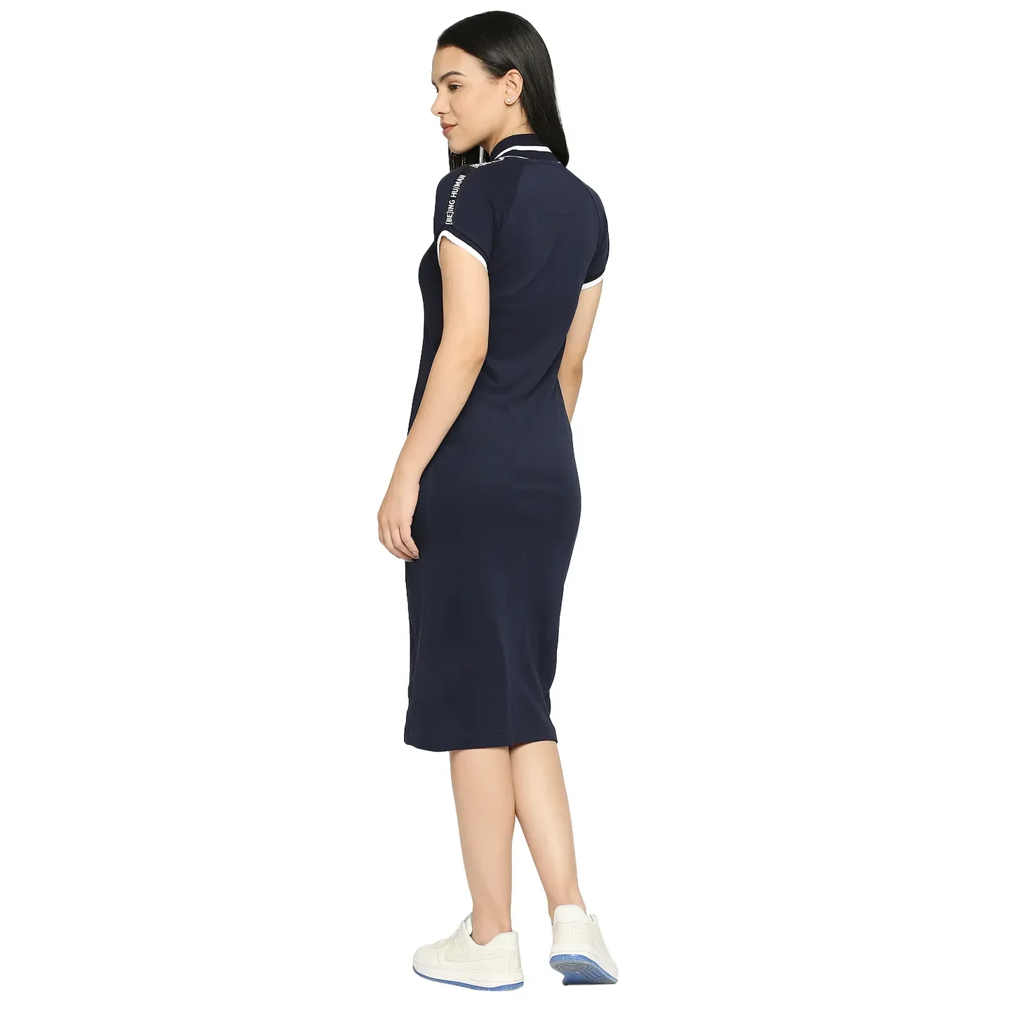 Blue Women's Short Sleeve Cotton Dress By Being Human Clothing - Image 4