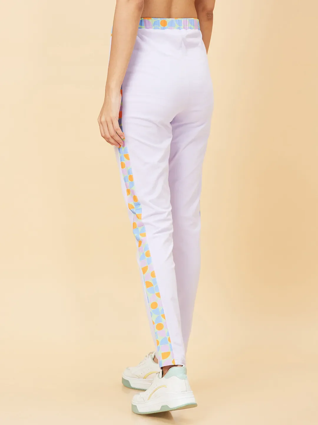 Off White Skinny Fit Women's Cotton Track Pants By Being Human Clothing - Image 4