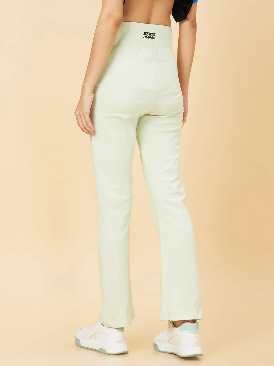 Green Boot Cut Women's Cotton Track Pants By Being Human Clothing - Image 4