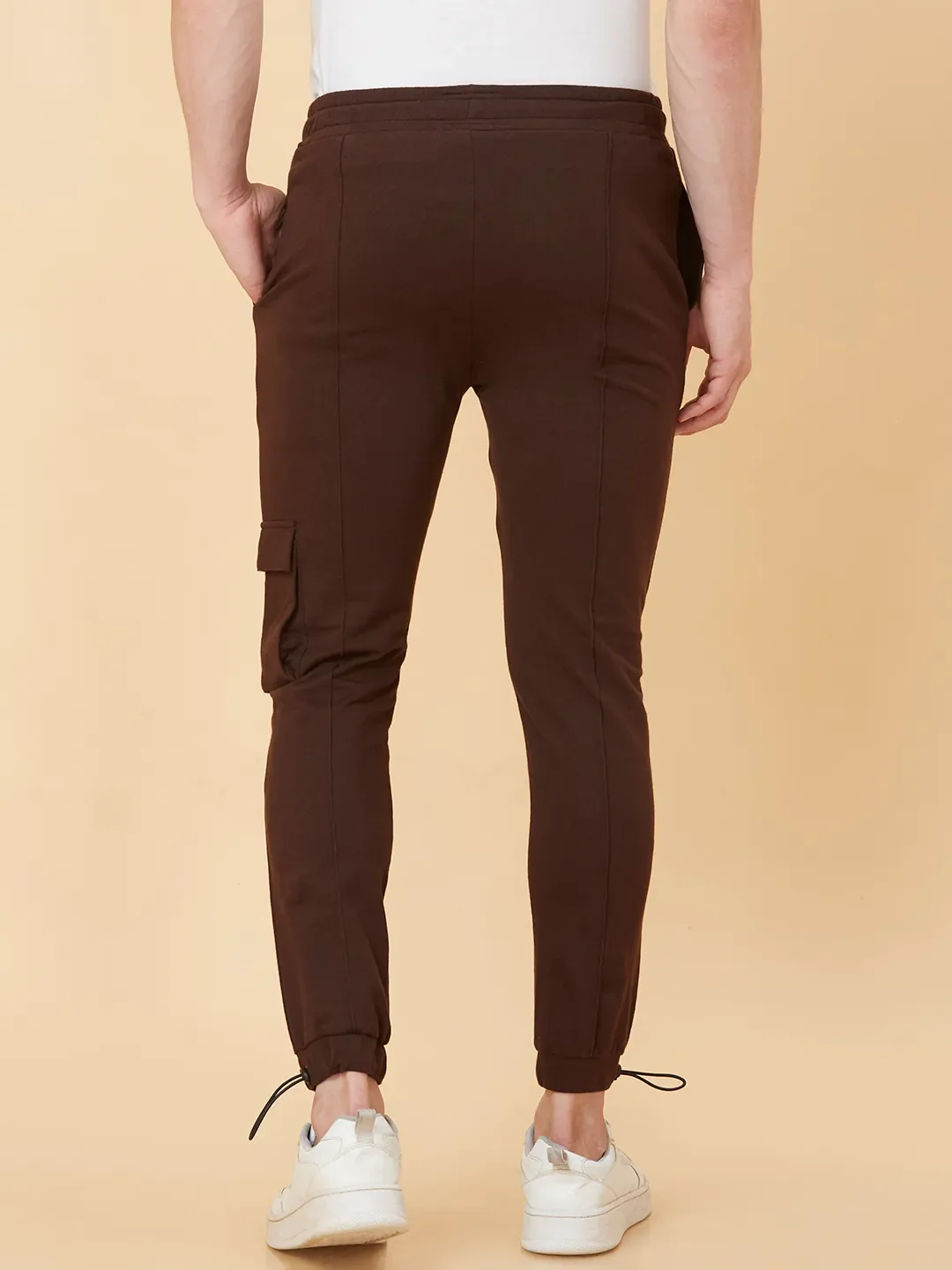 Brown Relaxed Fit Women's Cotton Track Pants By Being Human Clothing - Image 3