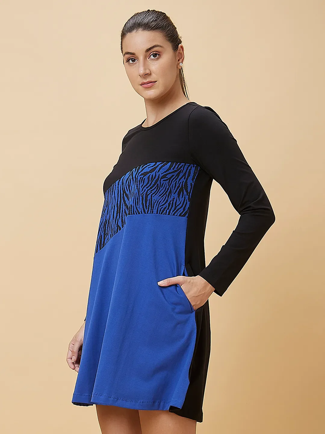 Black&Blue Long Sleeve Women's Dress By Being Human Clothing - Image 4
