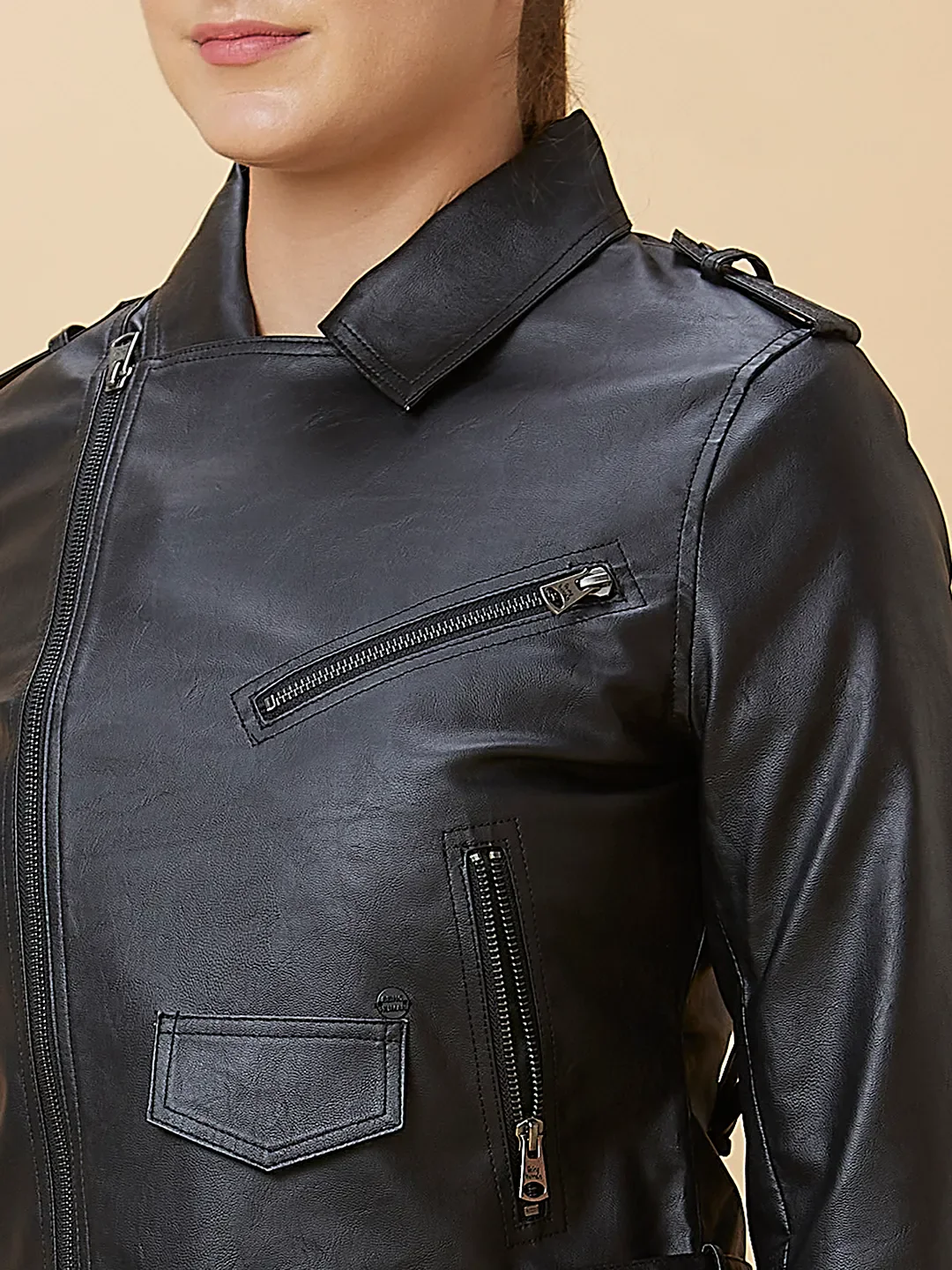 Black Boxy Fit Long Sleeve Women's Jacket By Being Human Clothing - Image 5