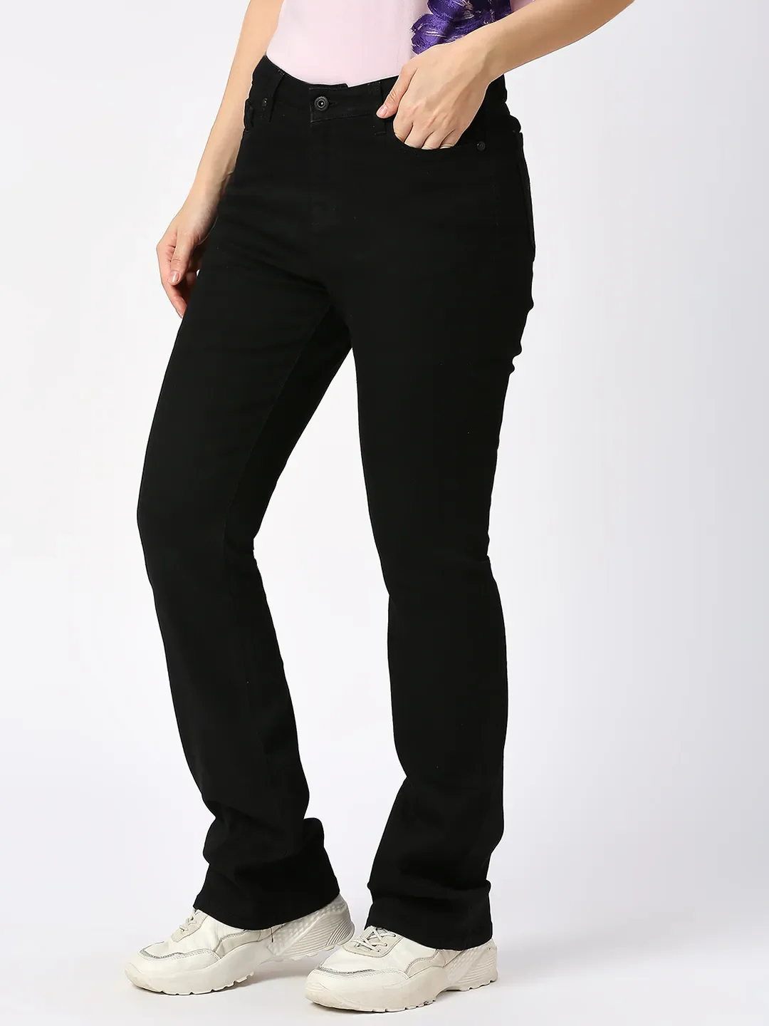 Black Mid Rise Boot Cut Women's Denim By Being Human Clothing