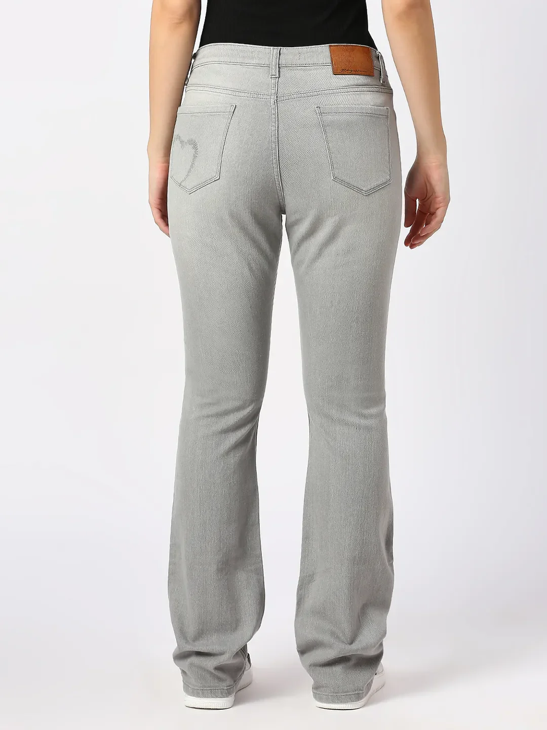 Grey Boot Cut Mid Rise Women's Denim By Being Human Clothing - Image 3