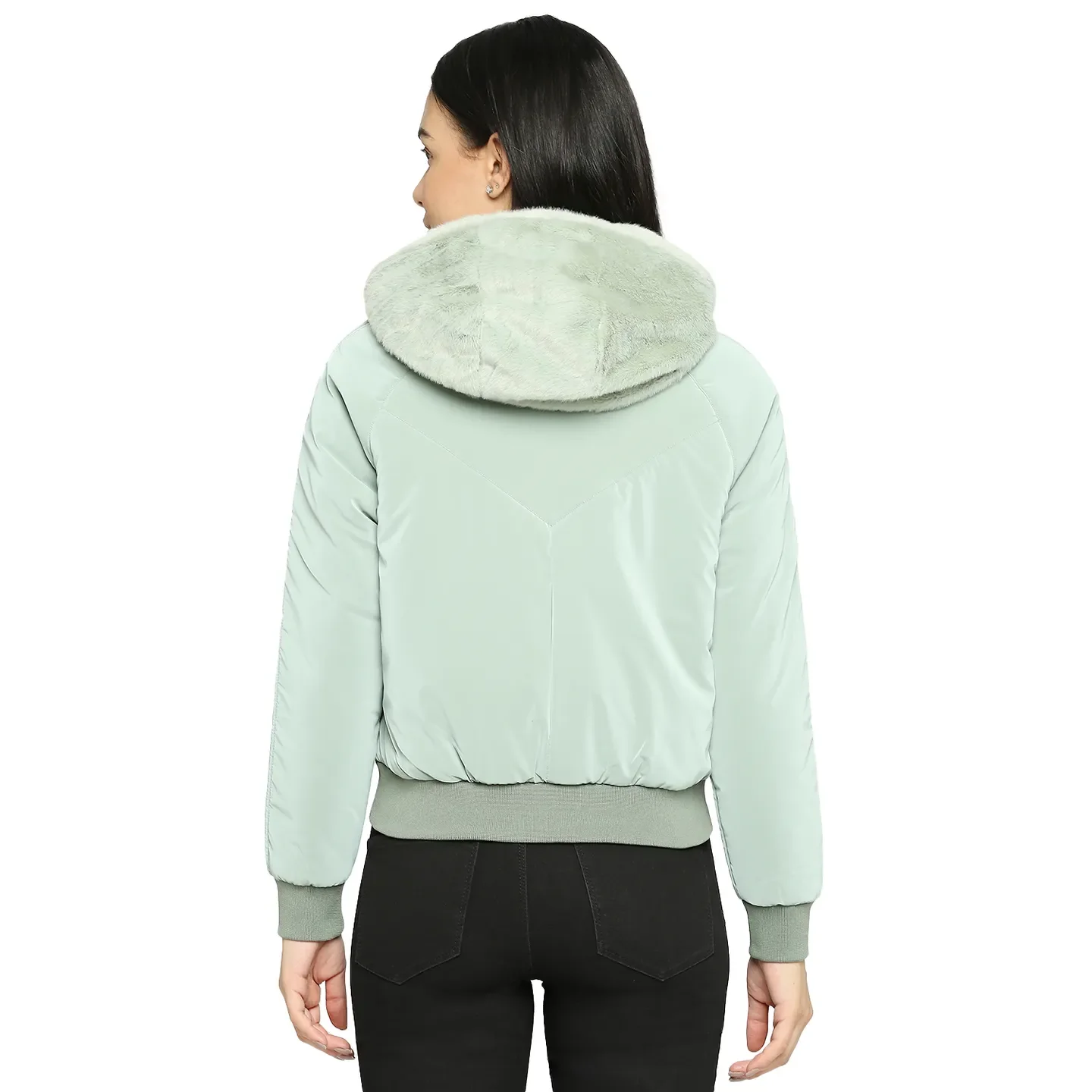 Green Boxy Bomber Fit Long Sleeves Polyester Women's Jacket by Being Human Clothing - Image 4