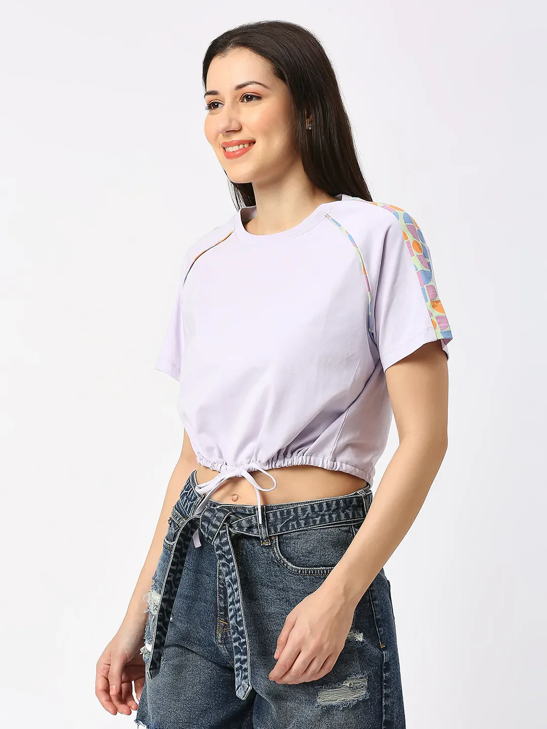 Off White Boxy Fit Women's Cotton Cropped T-Shirt By Being Human Clothing - Image 5