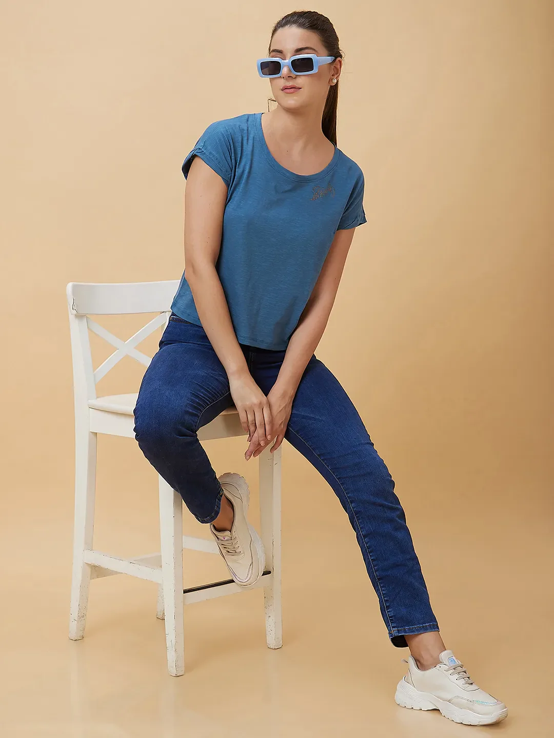 Blue Coral Boxy Fit Women's Cotton T-Shirt By Being Human Clothing - Image 6