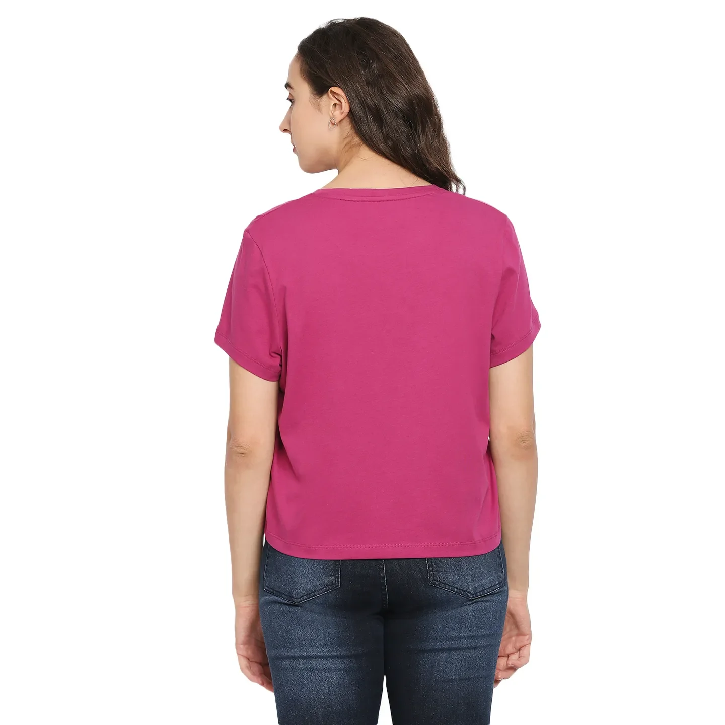 Fuchsia Boxy Fit Women's Cotton T-Shirt By Being Human Clothing - Image 4