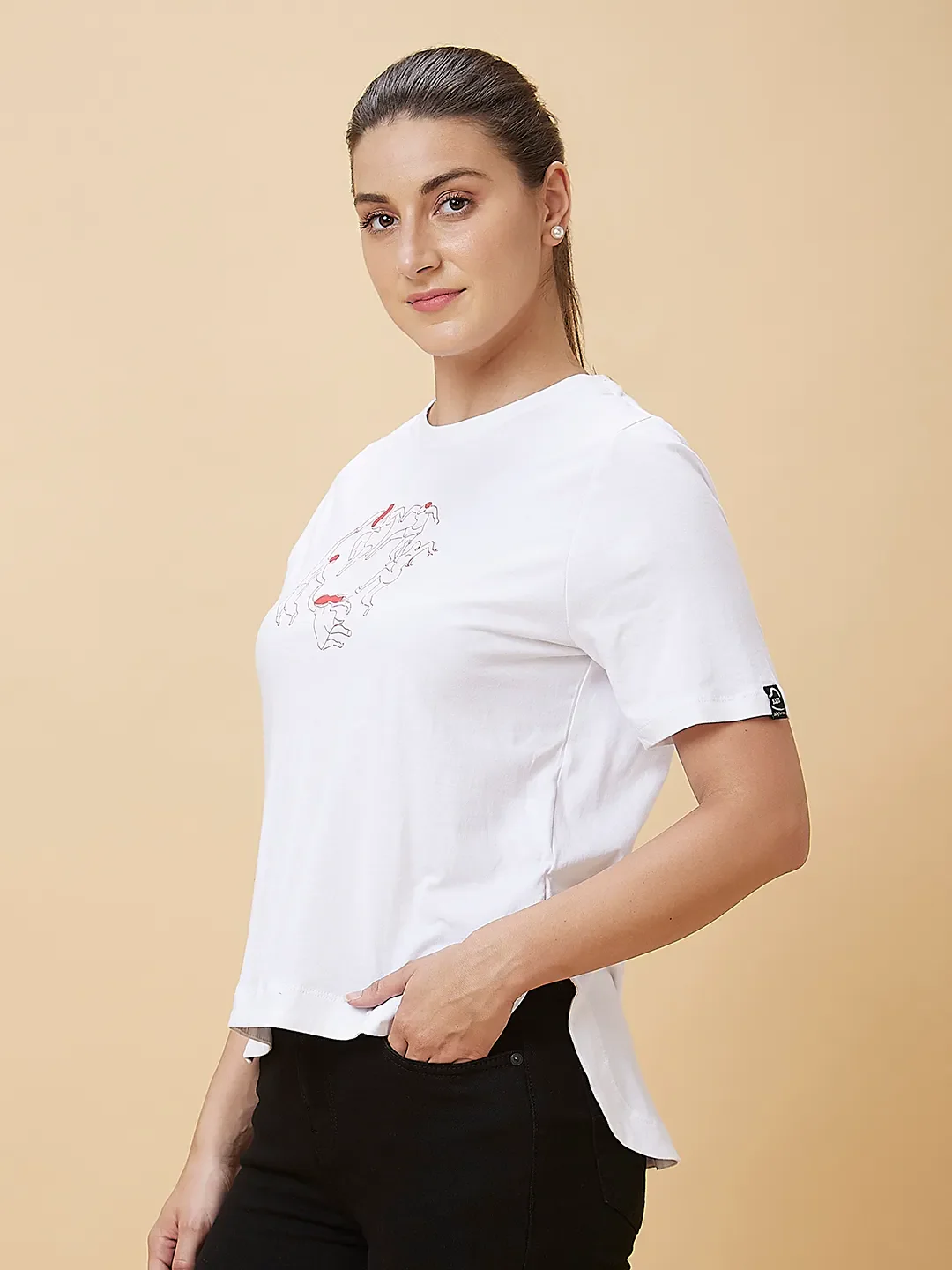White Boxy Fit Short Sleeve Women's T-Shirt By Being Human Clothing - Image 4