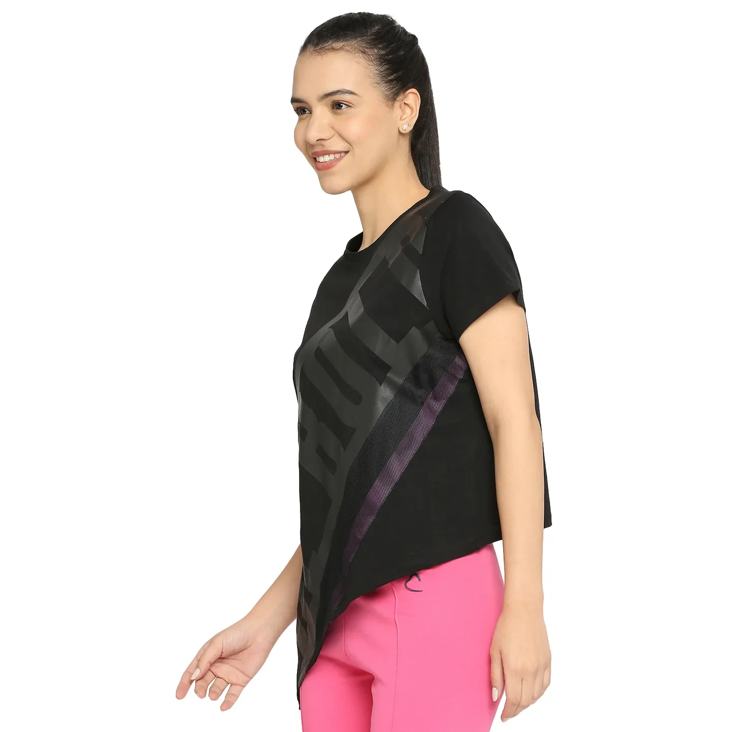 Black Easy Fit Women's Cotton T-Shirt By Being Human Clothing - Image 2