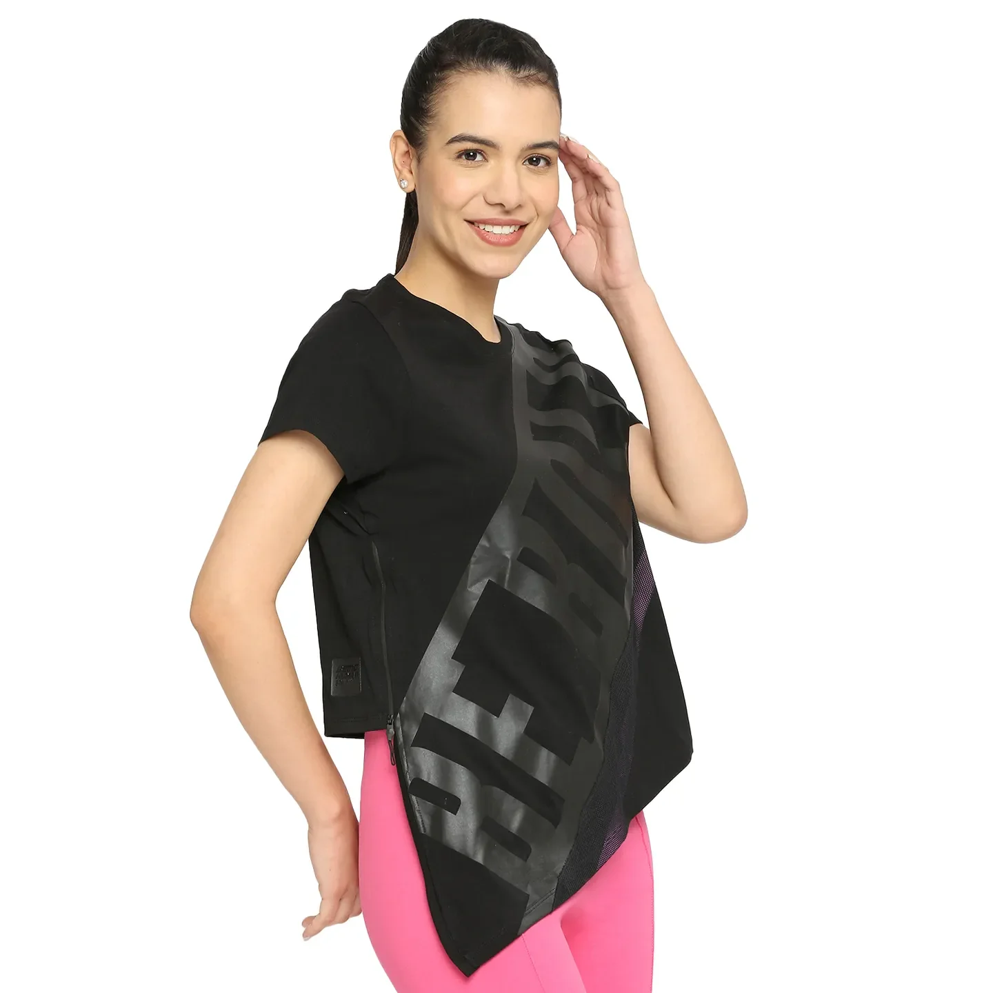 Black Easy Fit Women's Cotton T-Shirt By Being Human Clothing - Image 3