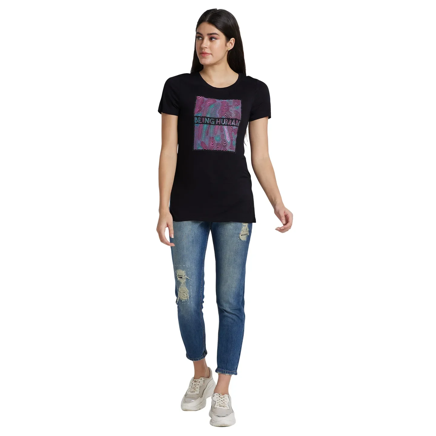 Blue Boy Friend Fit Cotton Women's Denims by Being Human Clothing - Image 5