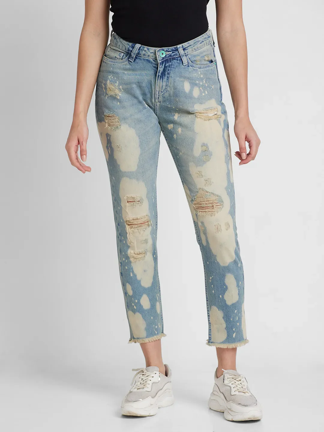 Blue Boy Friend Fit Cotton Women's Denims by Being Human Clothing
