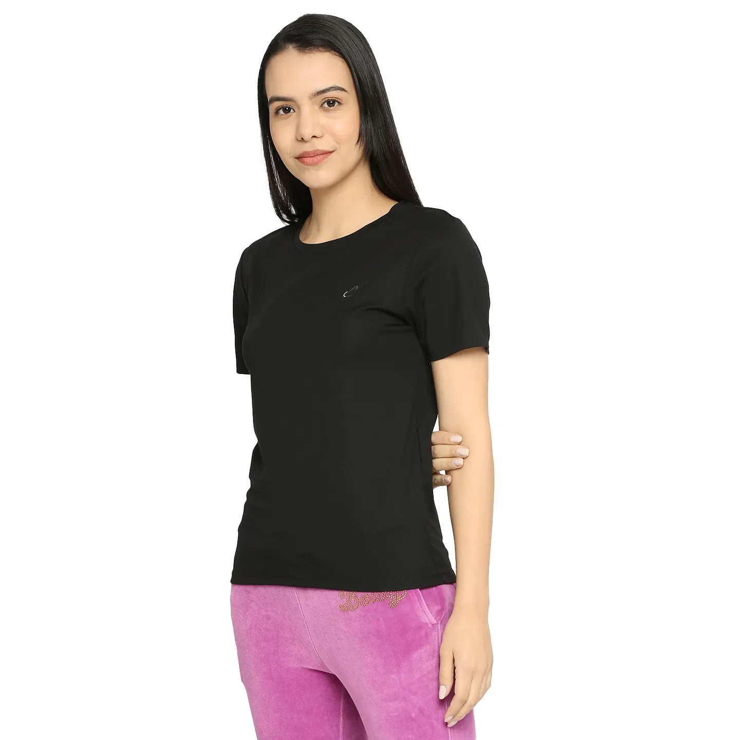 Black Semi Fit Women's Cotton T-Shirt By Being Human Clothing - Image 2