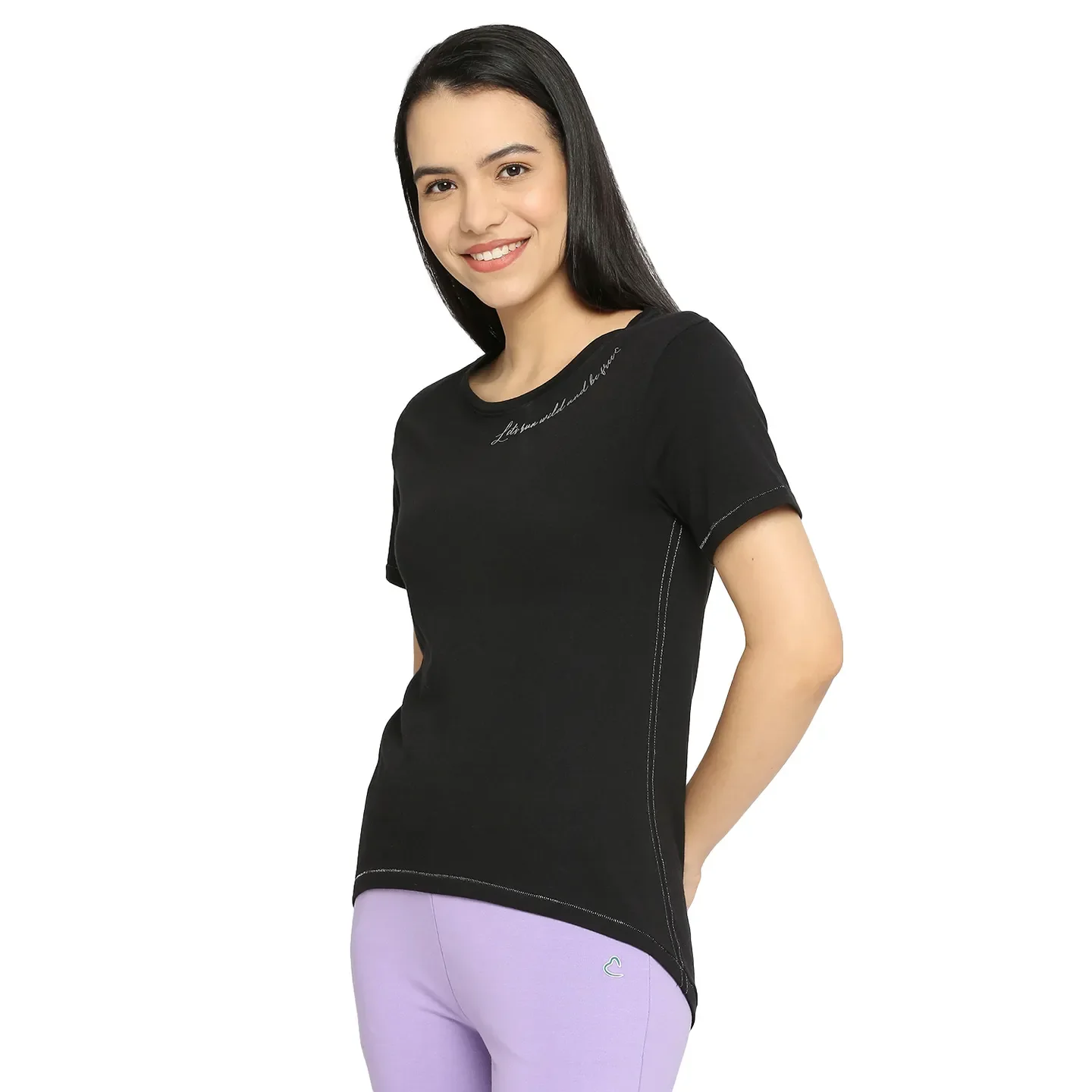 Black Semi Fit Women's Cotton T-Shirt By Being Human Clothing - Image 2
