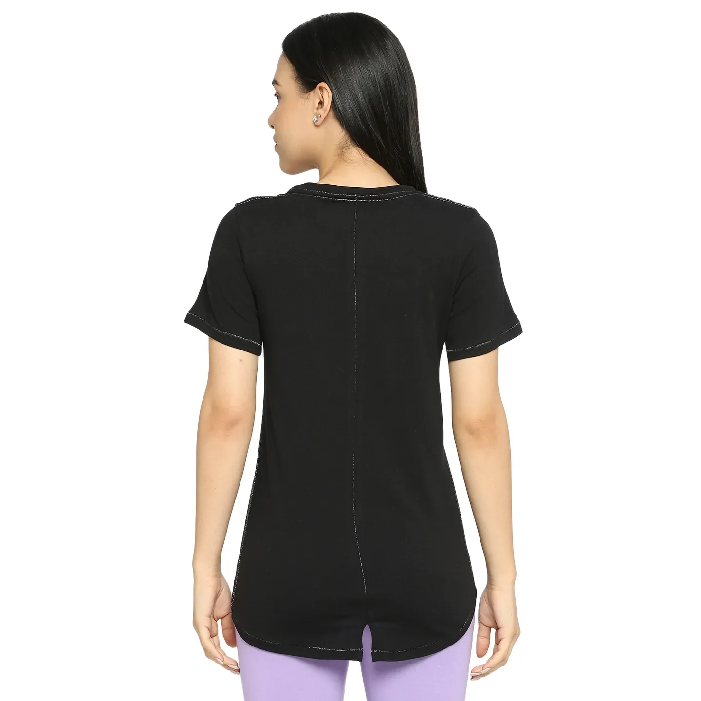 Black Semi Fit Women's Cotton T-Shirt By Being Human Clothing - Image 4