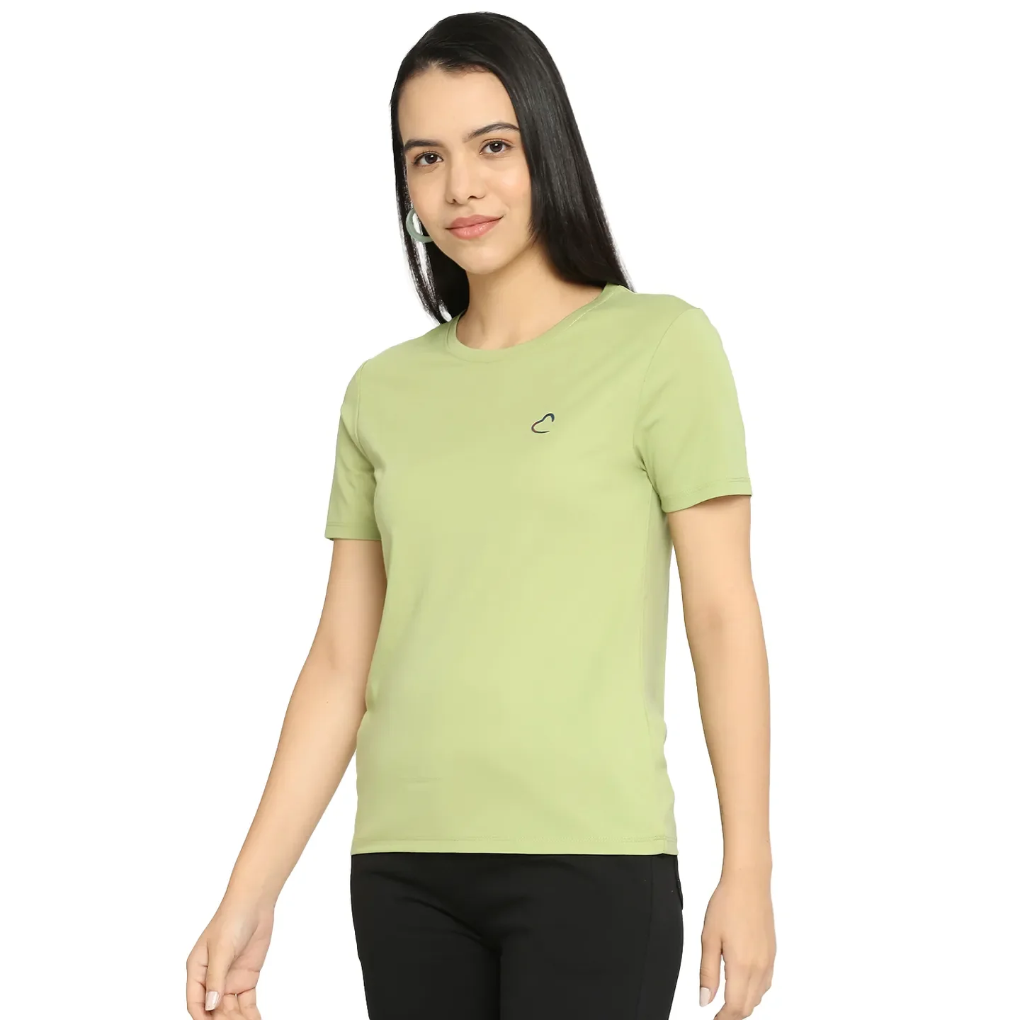 Green Semi Fit Round Neck Short Sleeves Cotton Women's T-Shirt by Being Human Clothing - Image 2