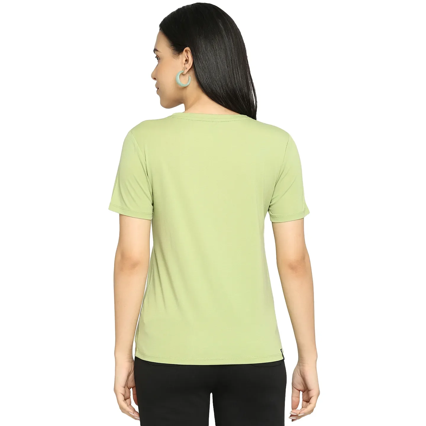 Green Semi Fit Round Neck Short Sleeves Cotton Women's T-Shirt by Being Human Clothing - Image 4