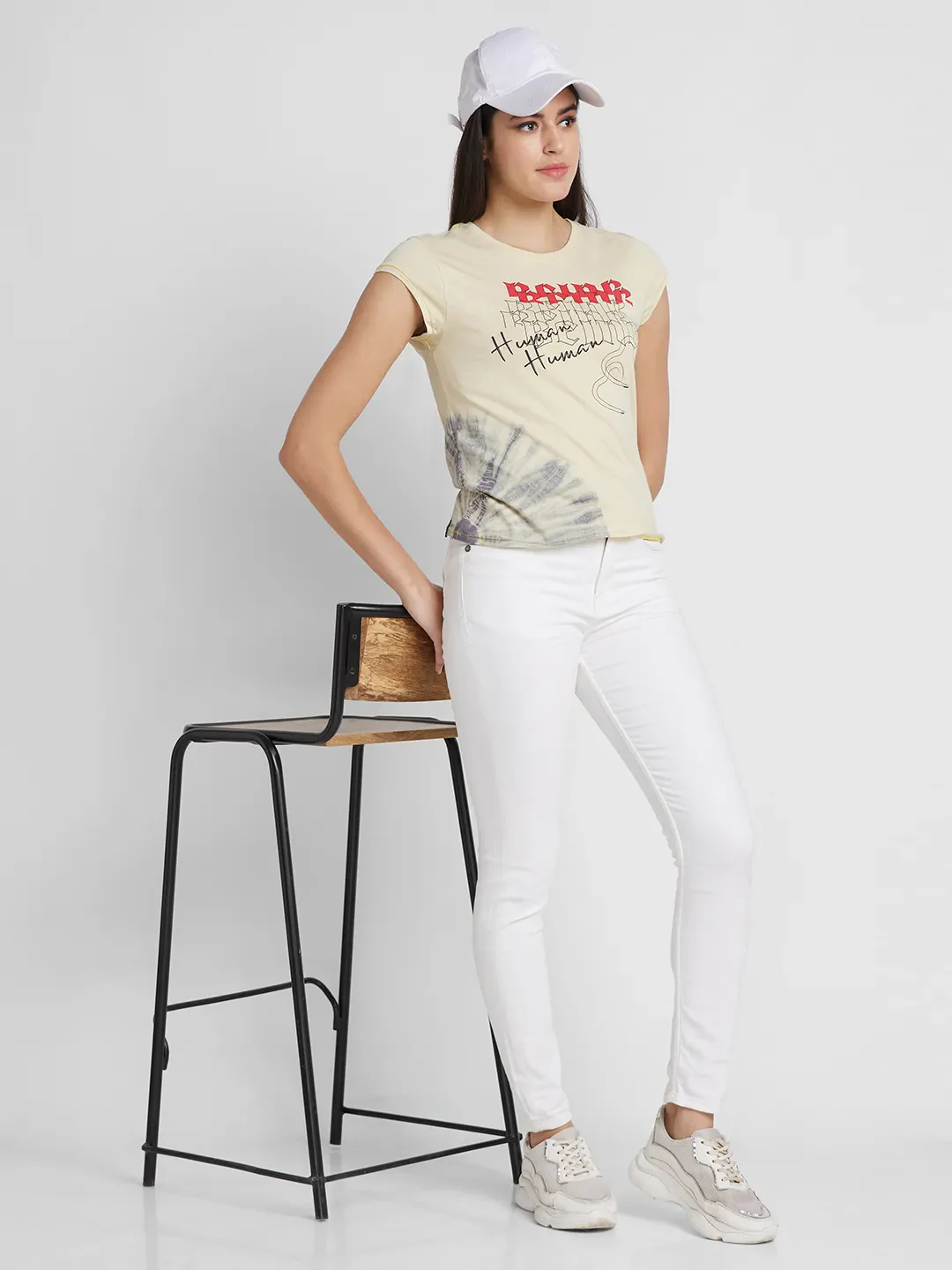Off White Semi Fit Women's Cotton T-Shirt By Being Human Clothing - Image 6