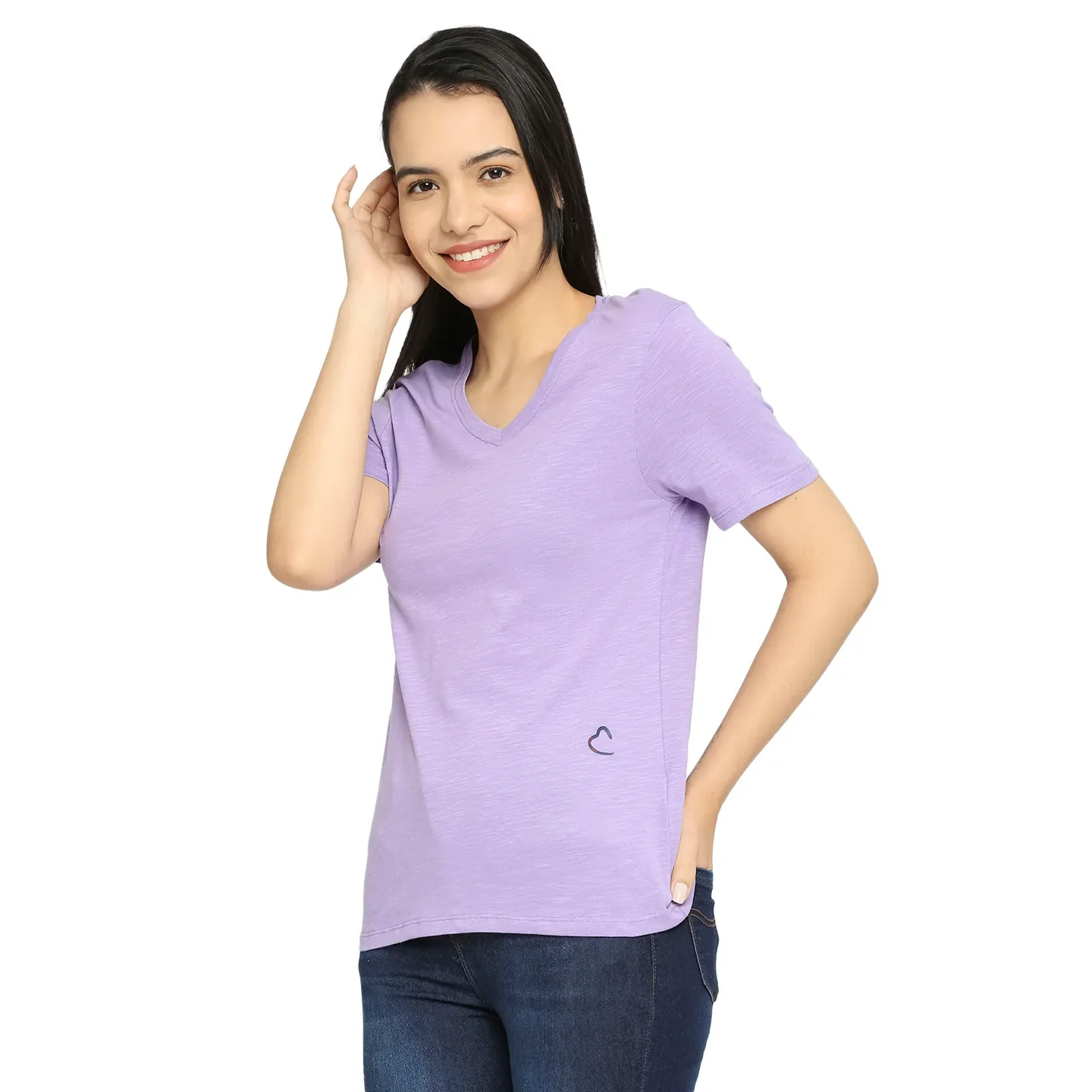 Beige Semi Fit Round Neck Short Sleeves Cotton Women's T-Shirt by Being Human Clothing - Image 2