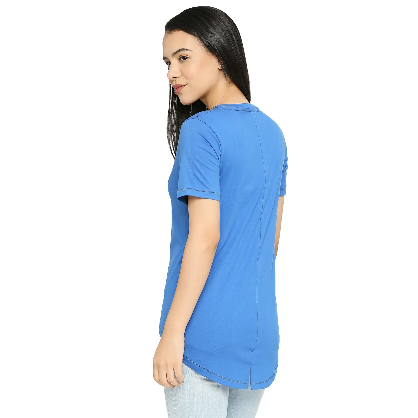 Blue Semi Fit Women's Cotton T-Shirt By Being Human Clothing - Image 4