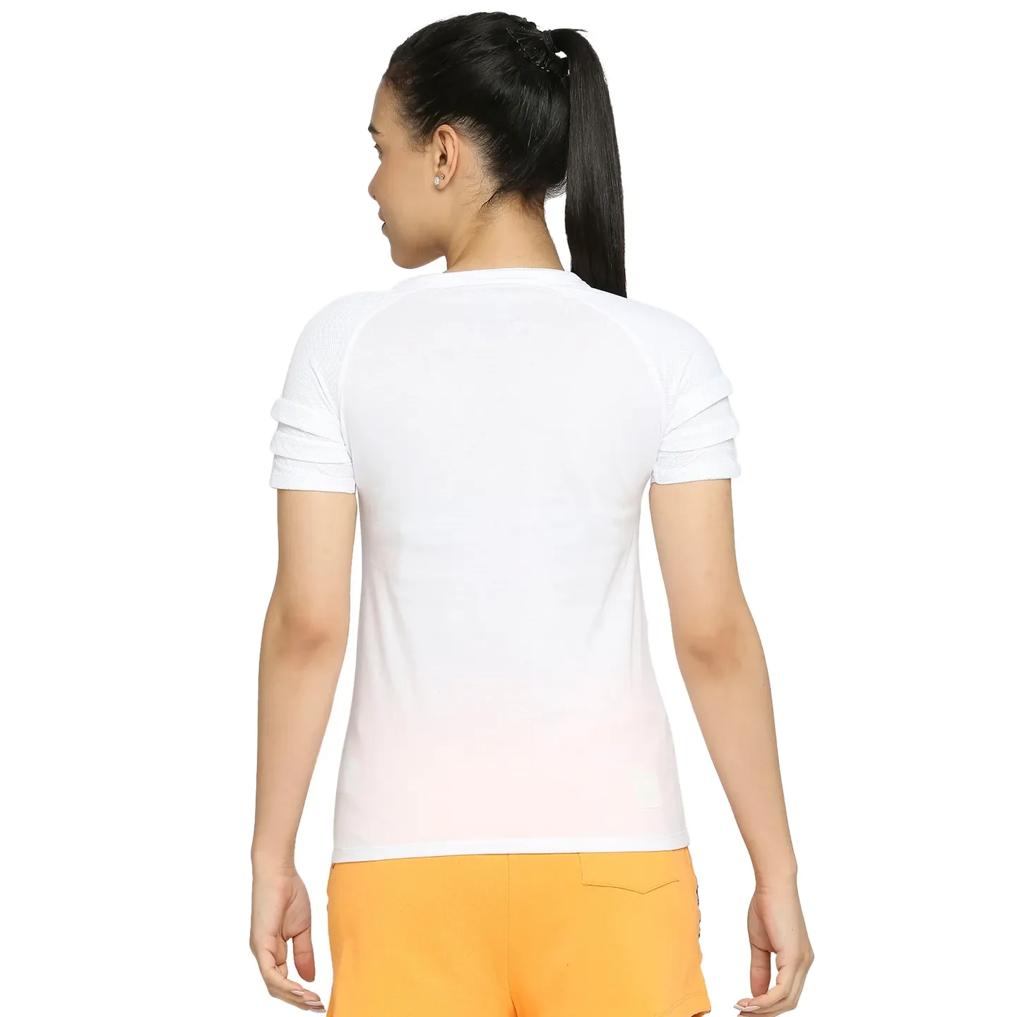White Semi Fit Round Neck Short Sleeves Cotton Women's T-Shirt by Being Human Clothing - Image 4