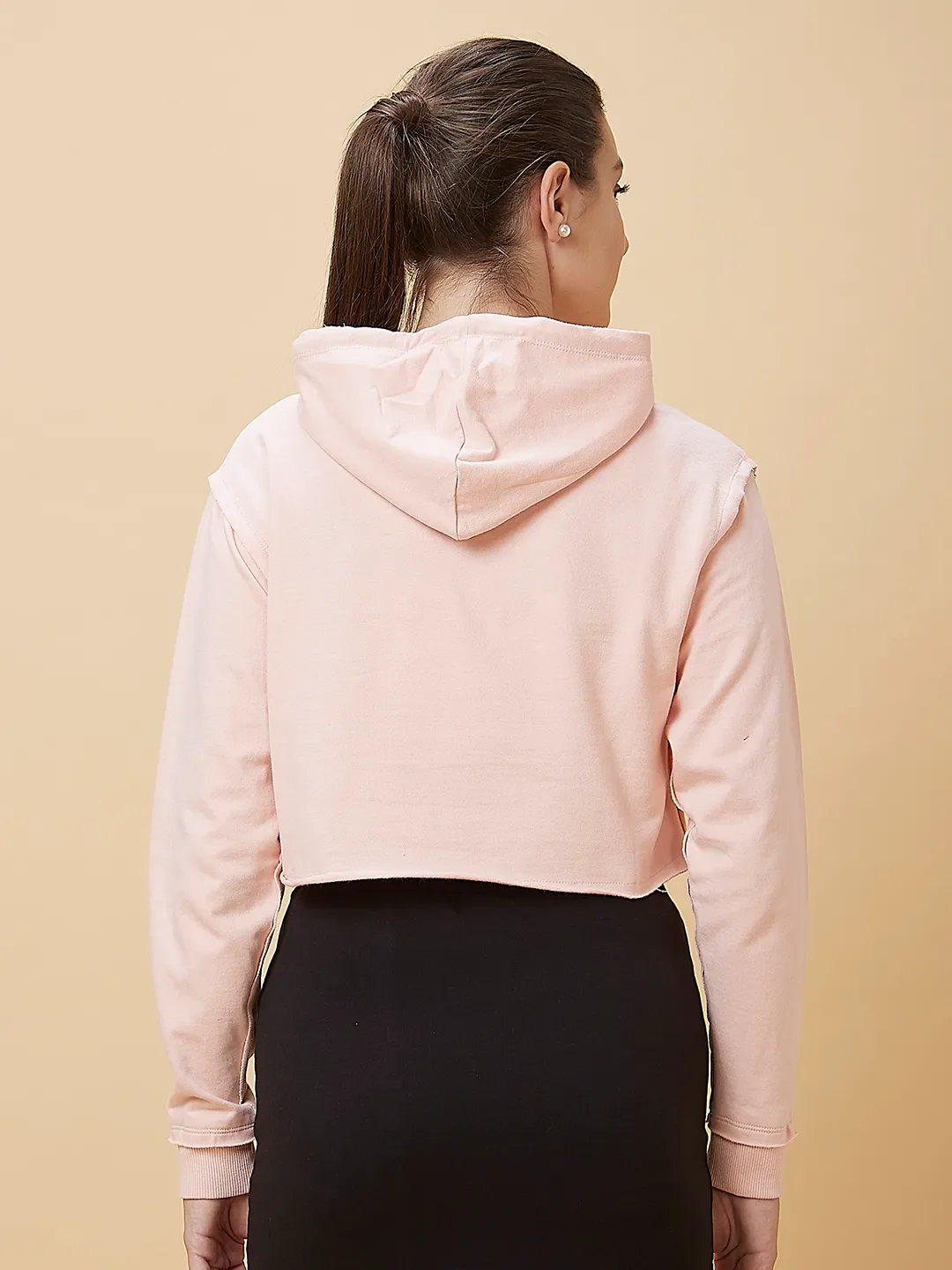 Pink Boxy Fit Women's Cropped Hoodie By Being Human Clothing - Image 3