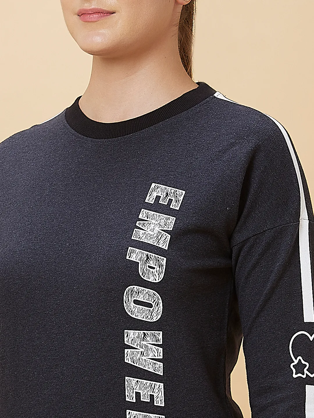 Charcoal Long Sleeve Women's Sweatshirt By Being Human Clothing - Image 5