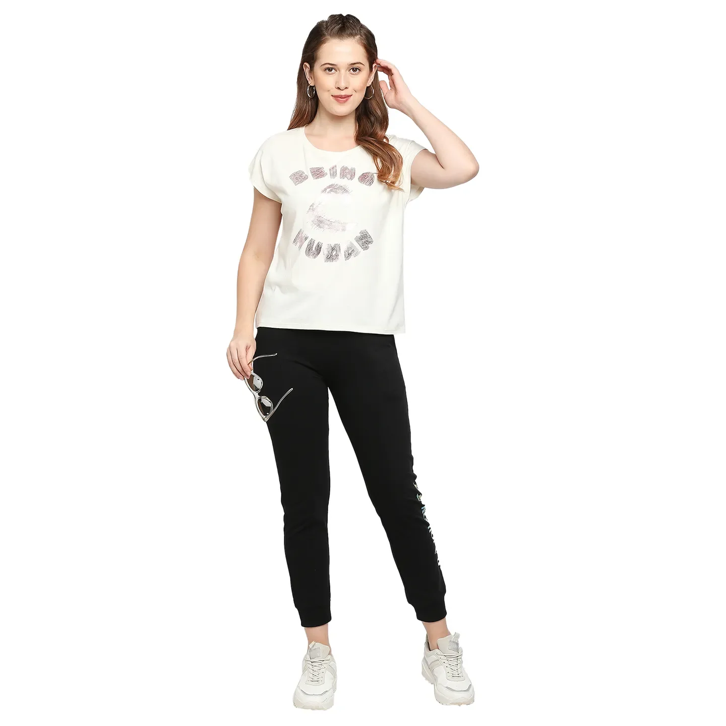 White Easy Fit Round Neck Short Sleeves Micro Pique Women's T-Shirt by Being Human Clothing - Image 6