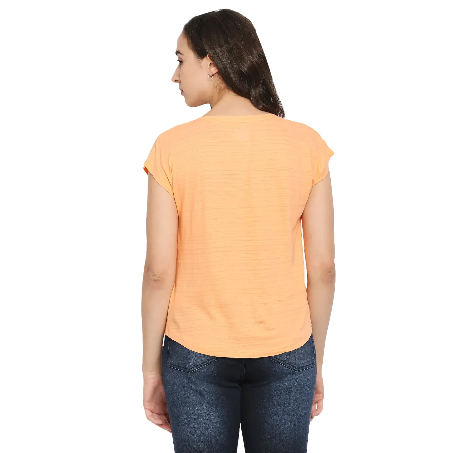 Orange Easy Fit Round Neck Short Sleeves Cotton Women's T-Shirt by Being Human Clothing - Image 4