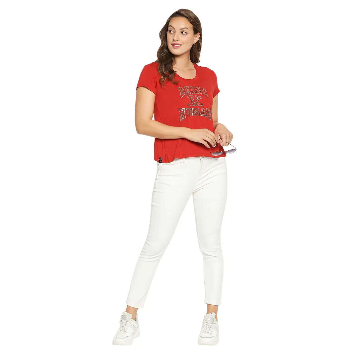 Red Easy Fit Women's Viscose T-Shirt By Being Human Clothing - Image 3
