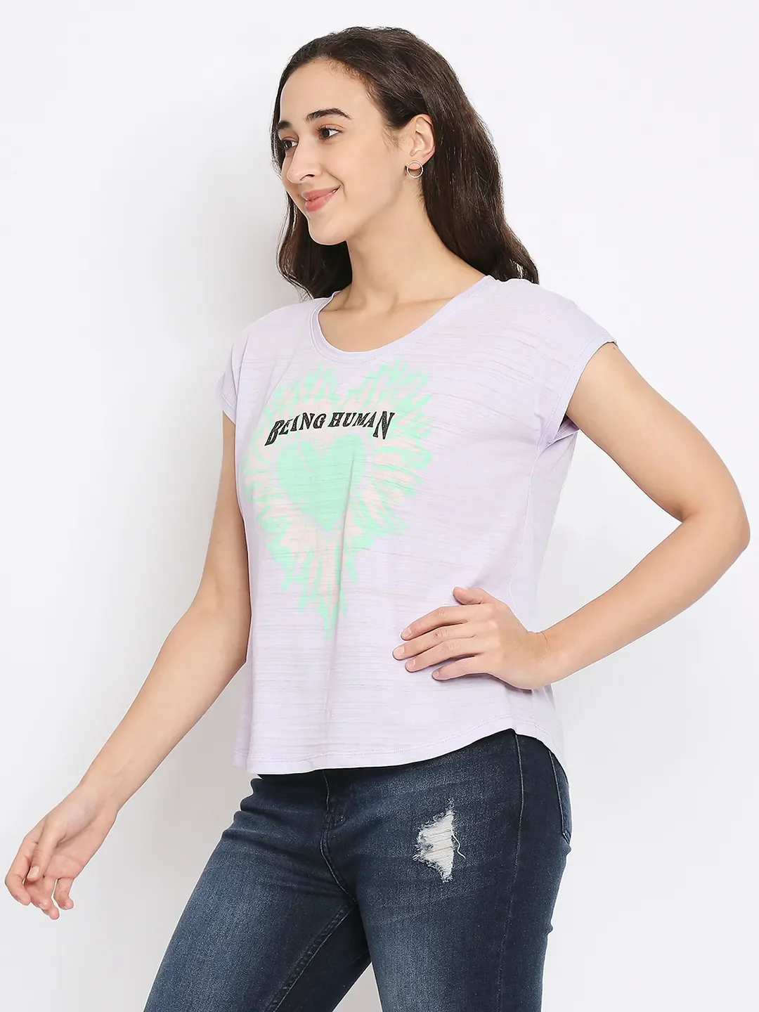 Off White Easy Fit Women's Cotton T-Shirt By Being Human Clothing - Image 2