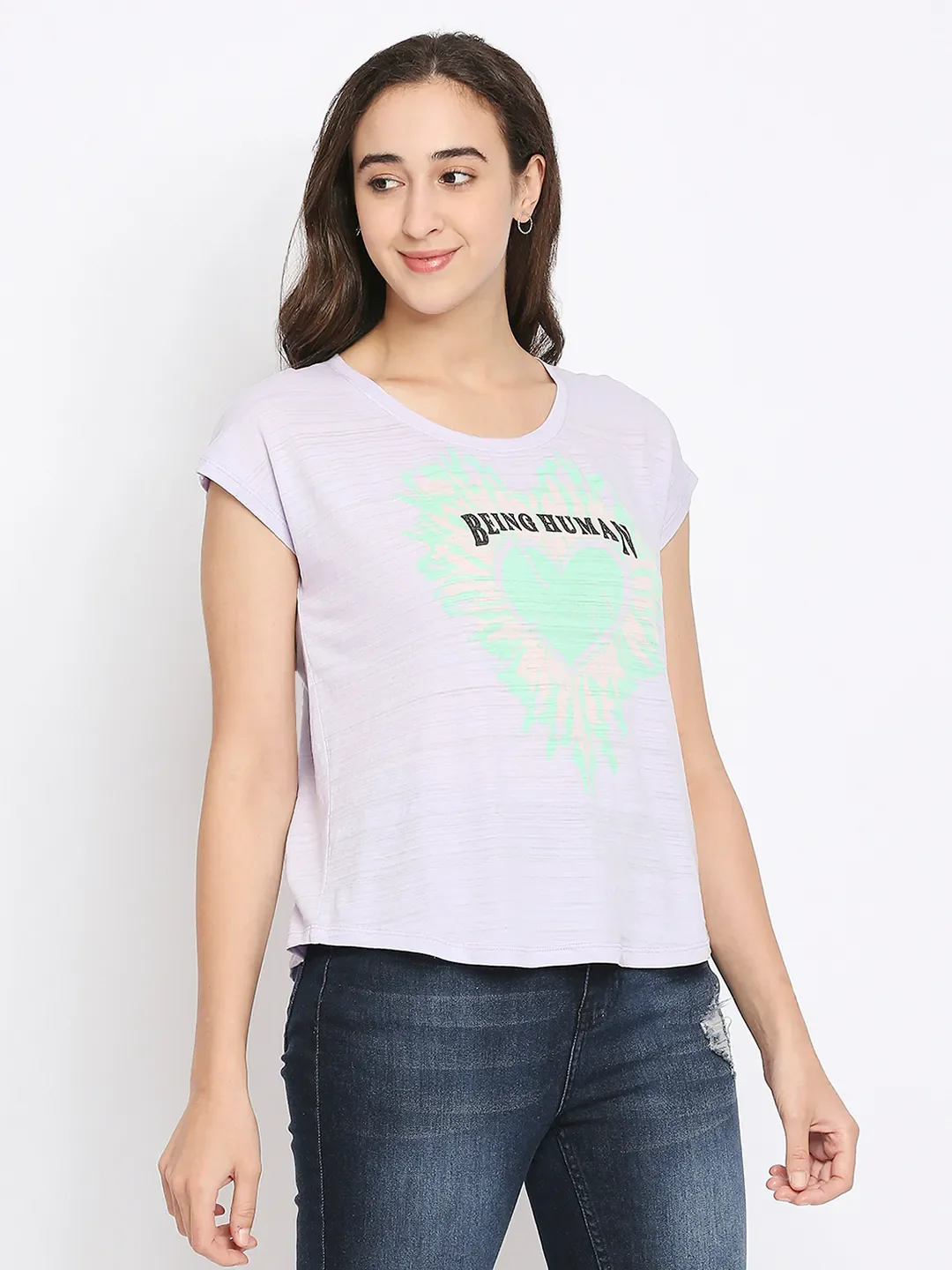 Off White Easy Fit Women's Cotton T-Shirt By Being Human Clothing - Image 3