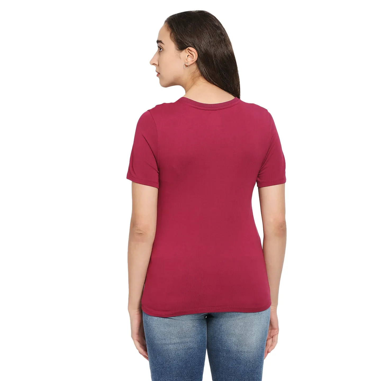 Red Easy Fit Round Neck Short Sleeves Modal Women's T-Shirt by Being Human Clothing - Image 4