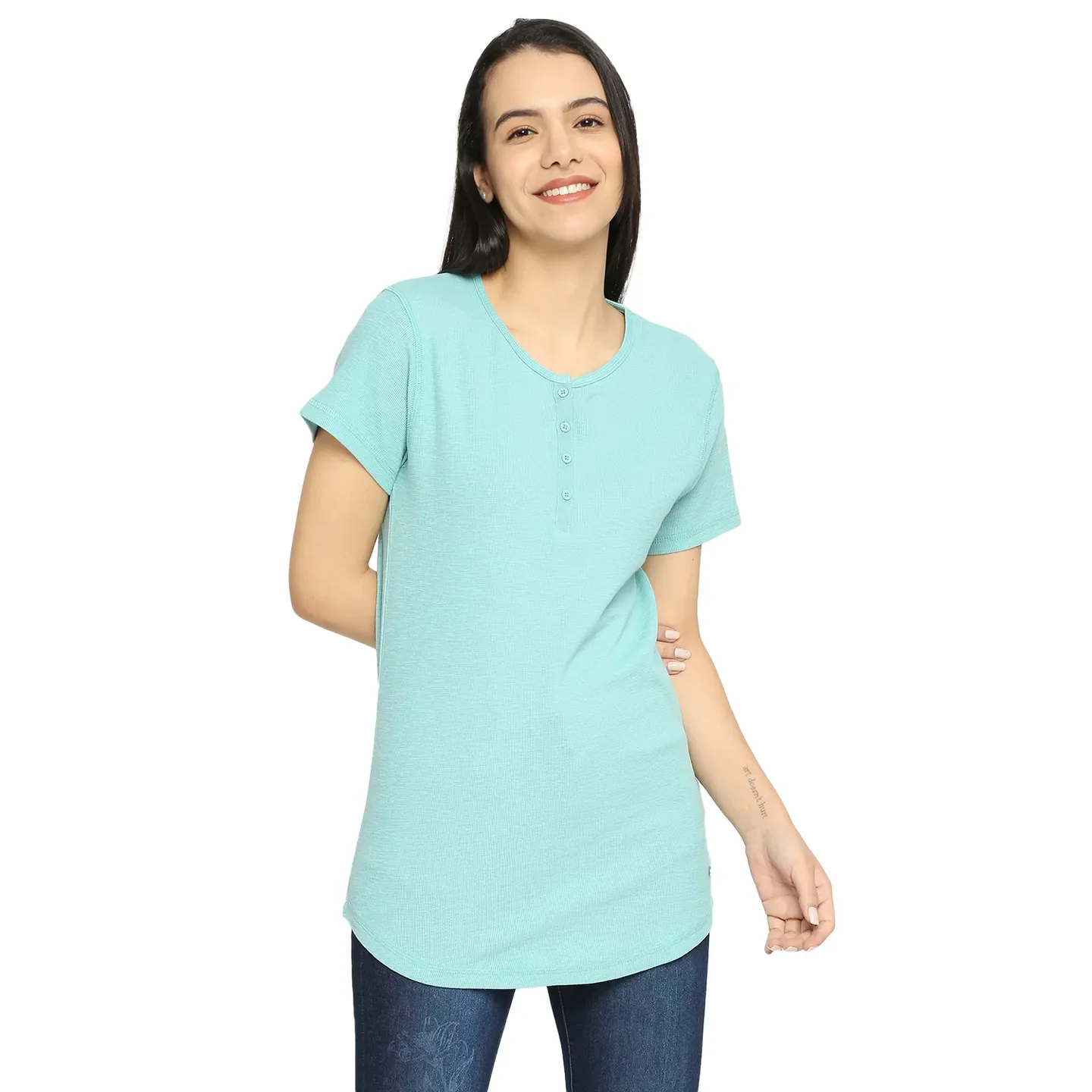 Blue Easy Fit Women's Cotton T-Shirt By Being Human Clothing