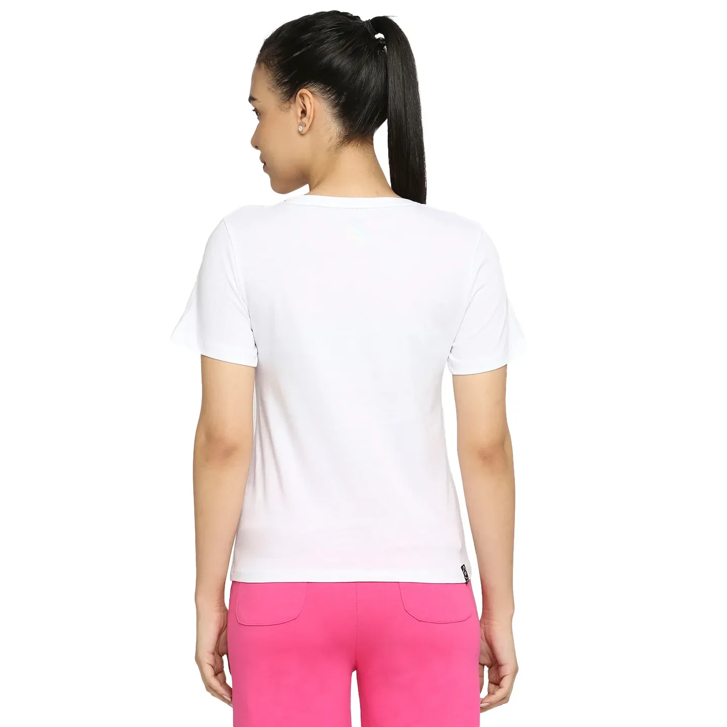 White Easy Fit Round Neck Short Sleeves Cotton Women's T-Shirt by Being Human Clothing - Image 4
