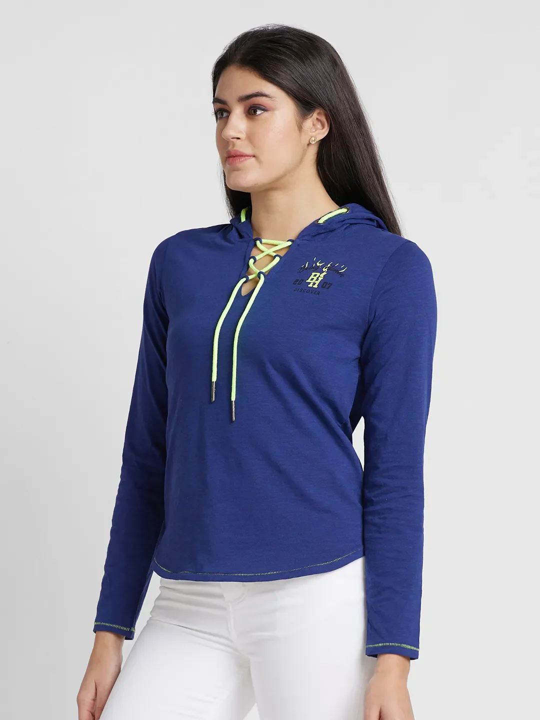 Navy Easy Fit Women's Cotton T-Shirt By Being Human Clothing - Image 4
