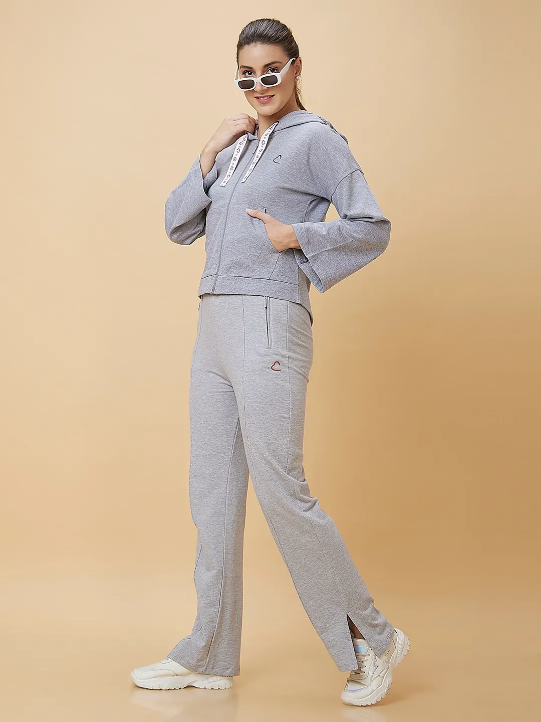 Grey Easy Fit Women's Cotton Hoodie By Being Human Clothing - Image 6
