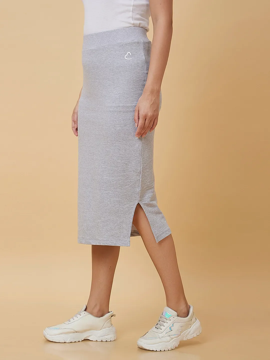 Grey Straight Fit Women's Skirt By Being Human Clothing - Image 4