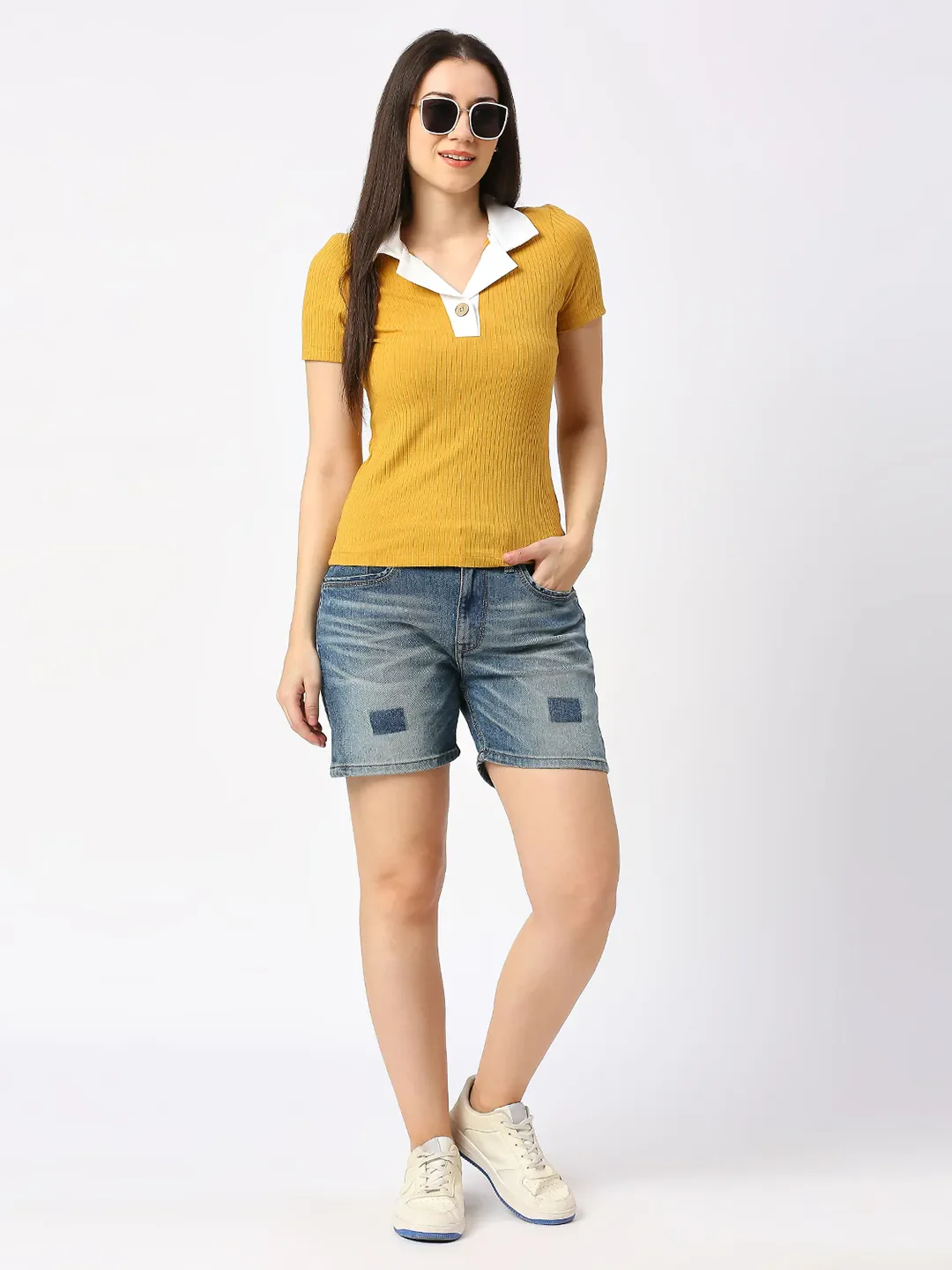 Blue High Rise Fit Women's Shorts by Being Human Clothing - Image 6