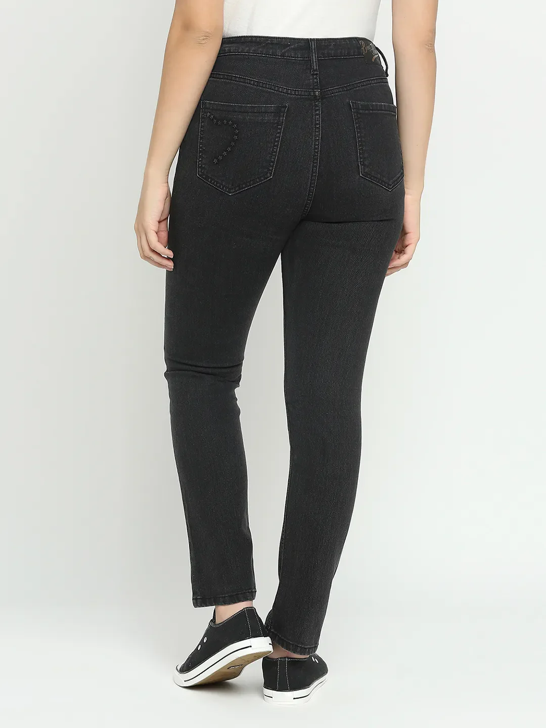 Black High Rise Straight Fit Women's Denim By Being Human Clothing - Image 4