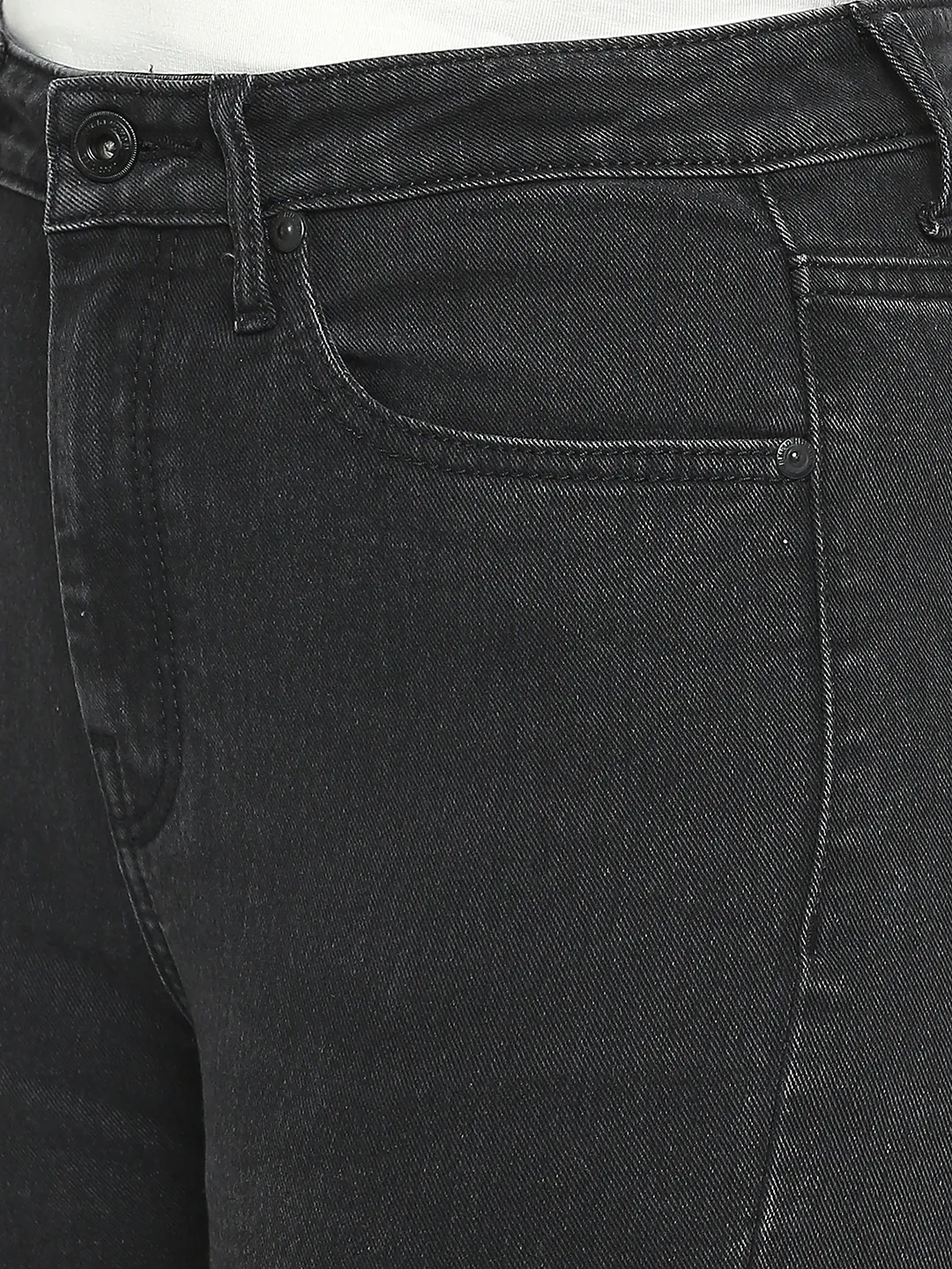 Black High Rise Straight Fit Women's Denim By Being Human Clothing - Image 5