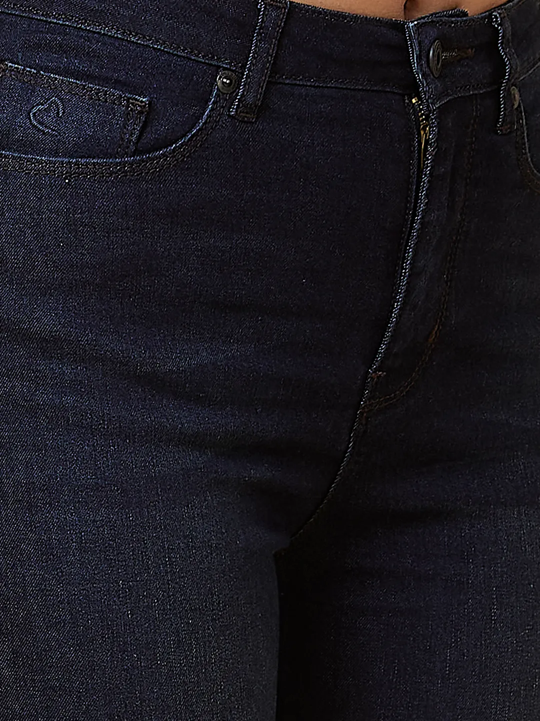 Dark Blue High Rise Straight Fit Women's Denim By Being Human Clothing - Image 5